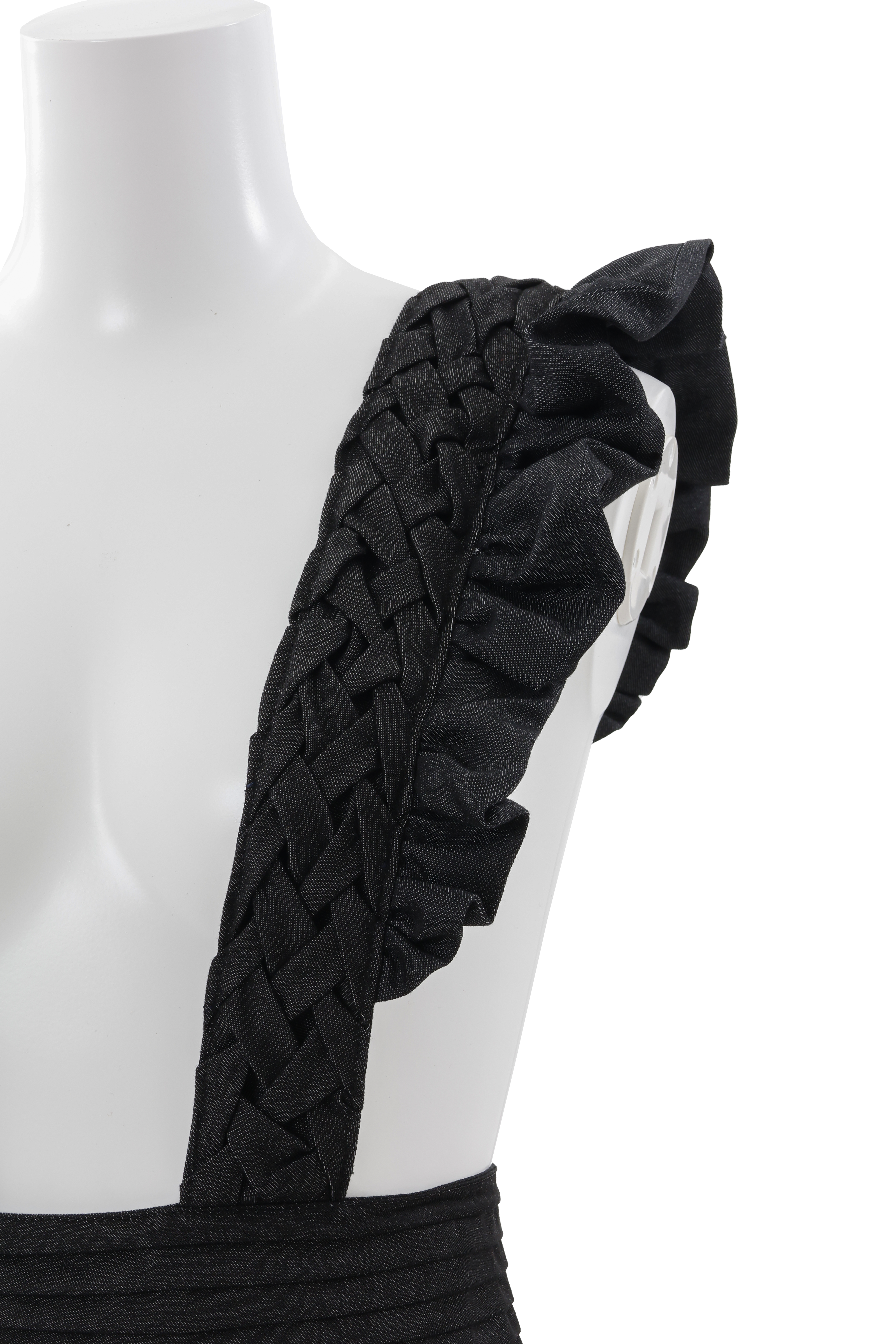 Smocking suspnder skirt - Black-denim