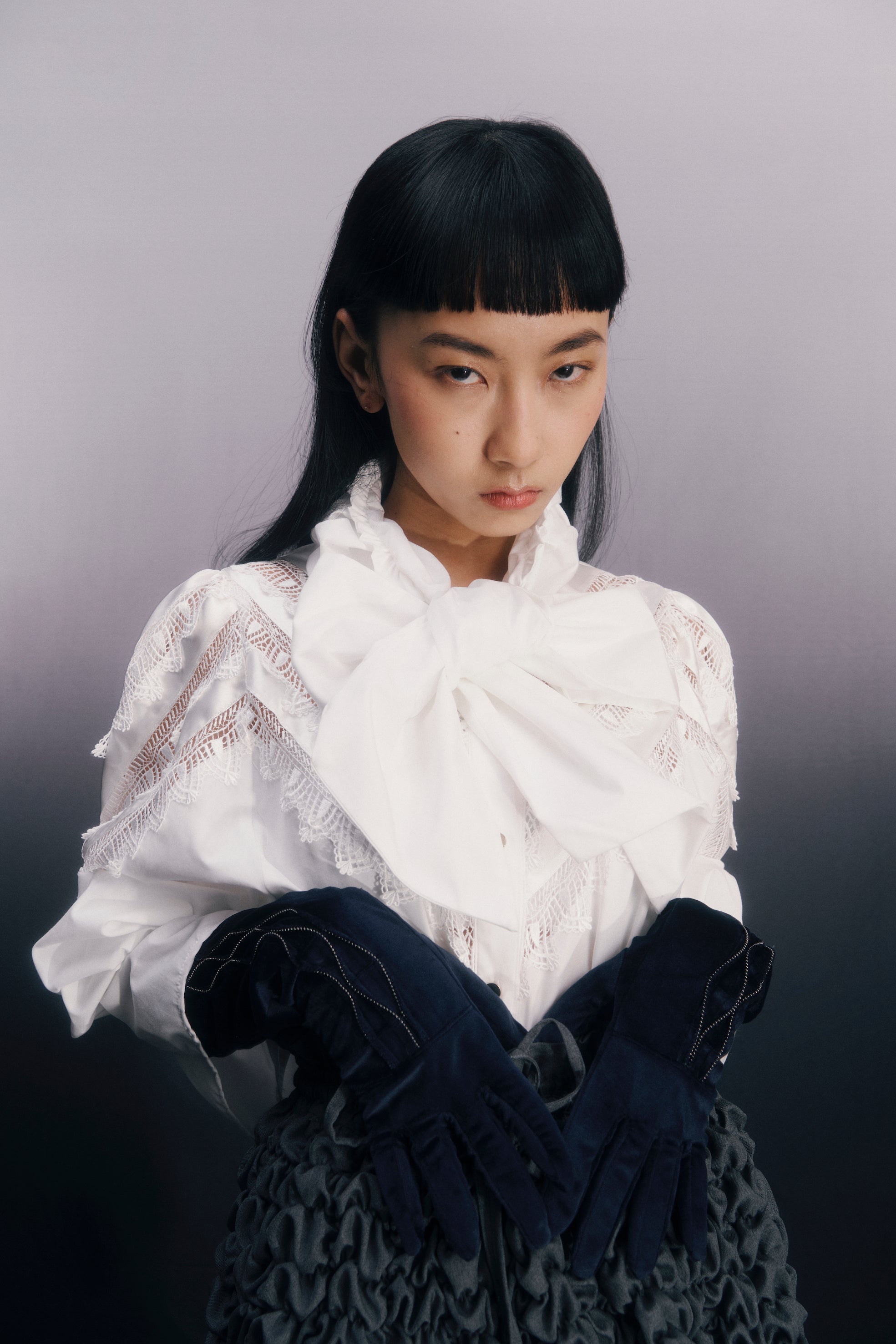 Bow tie blouse - White