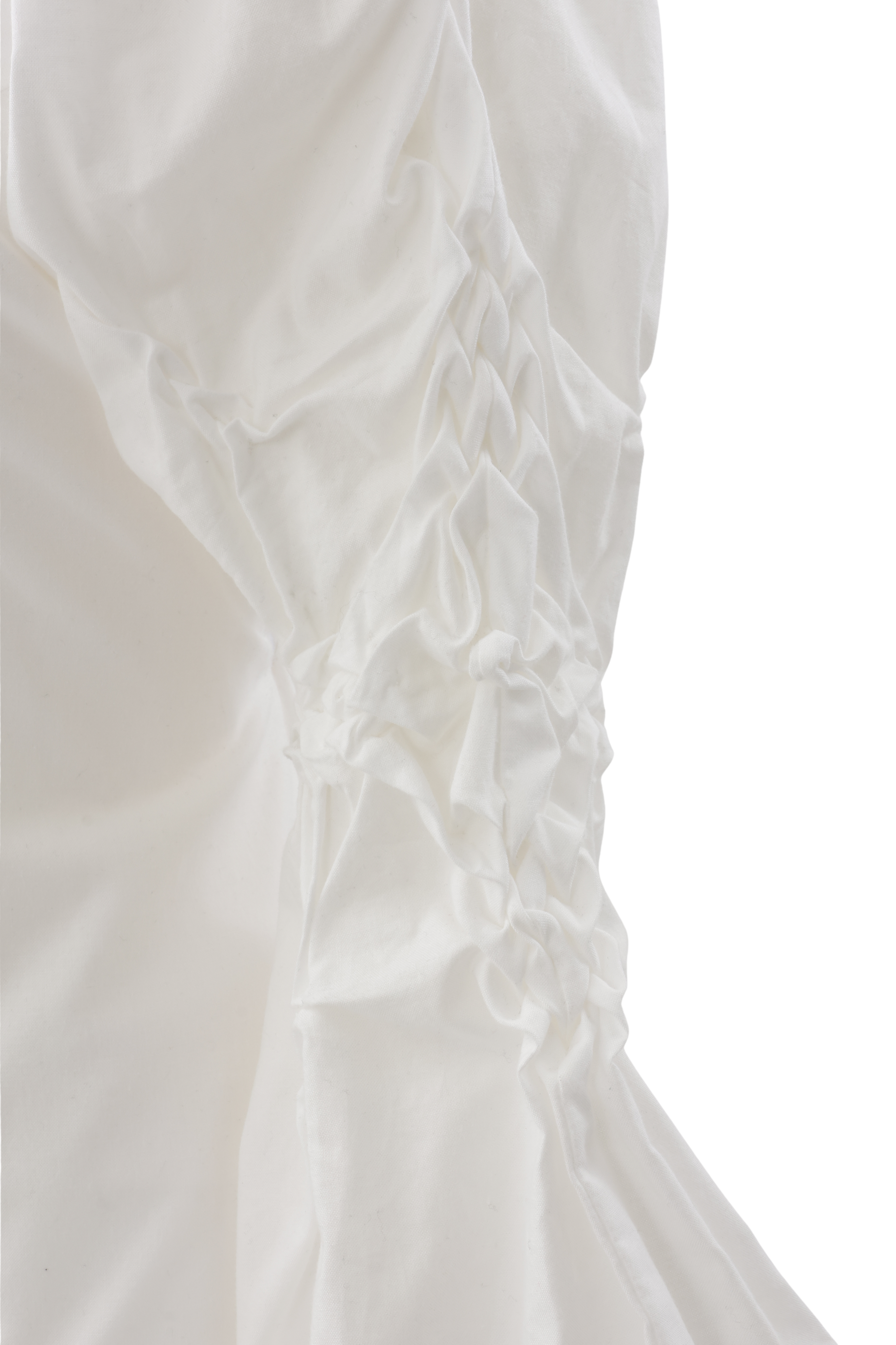 Standneck bubble sleeve dress - White