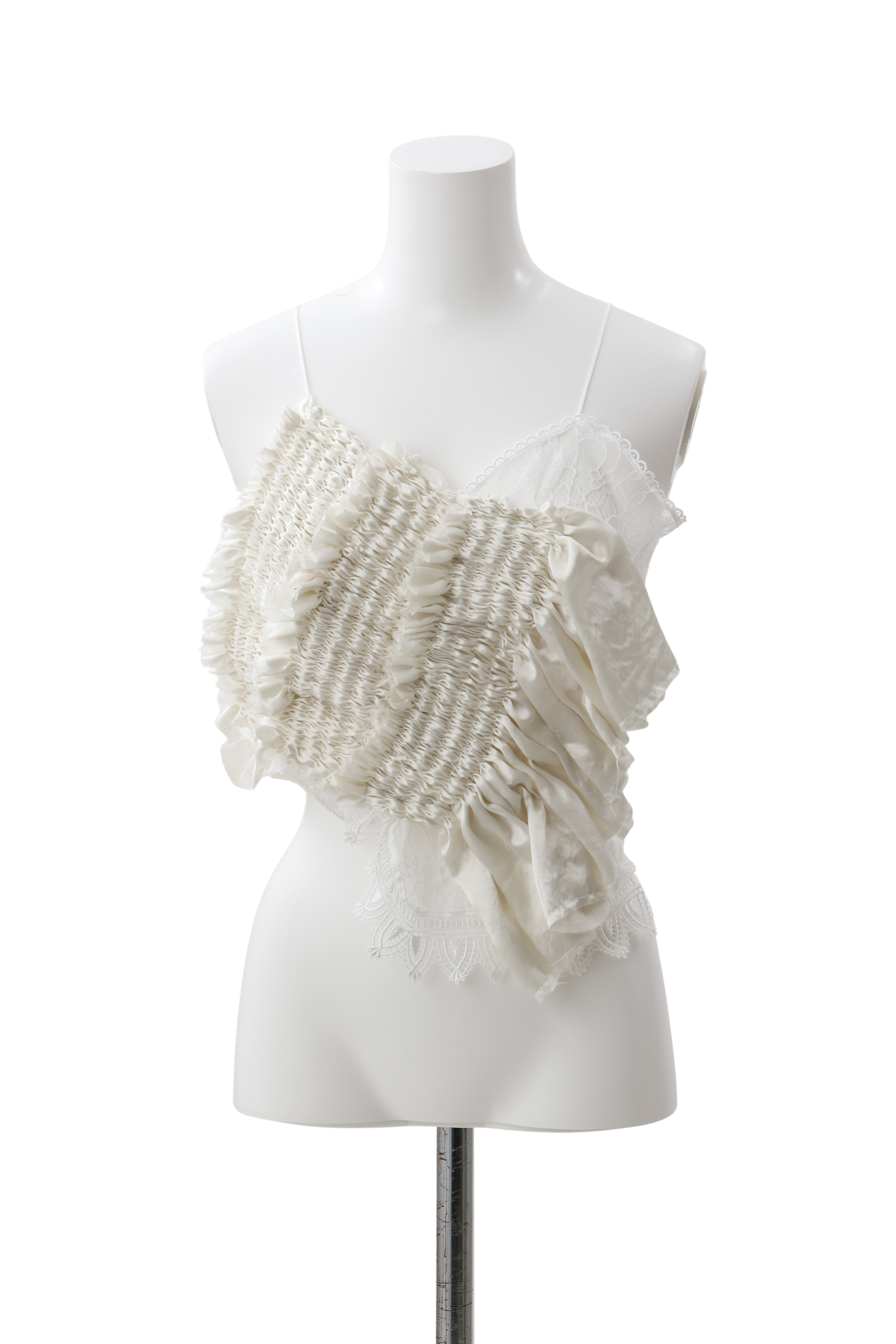 Hand pleats veil bustier - White