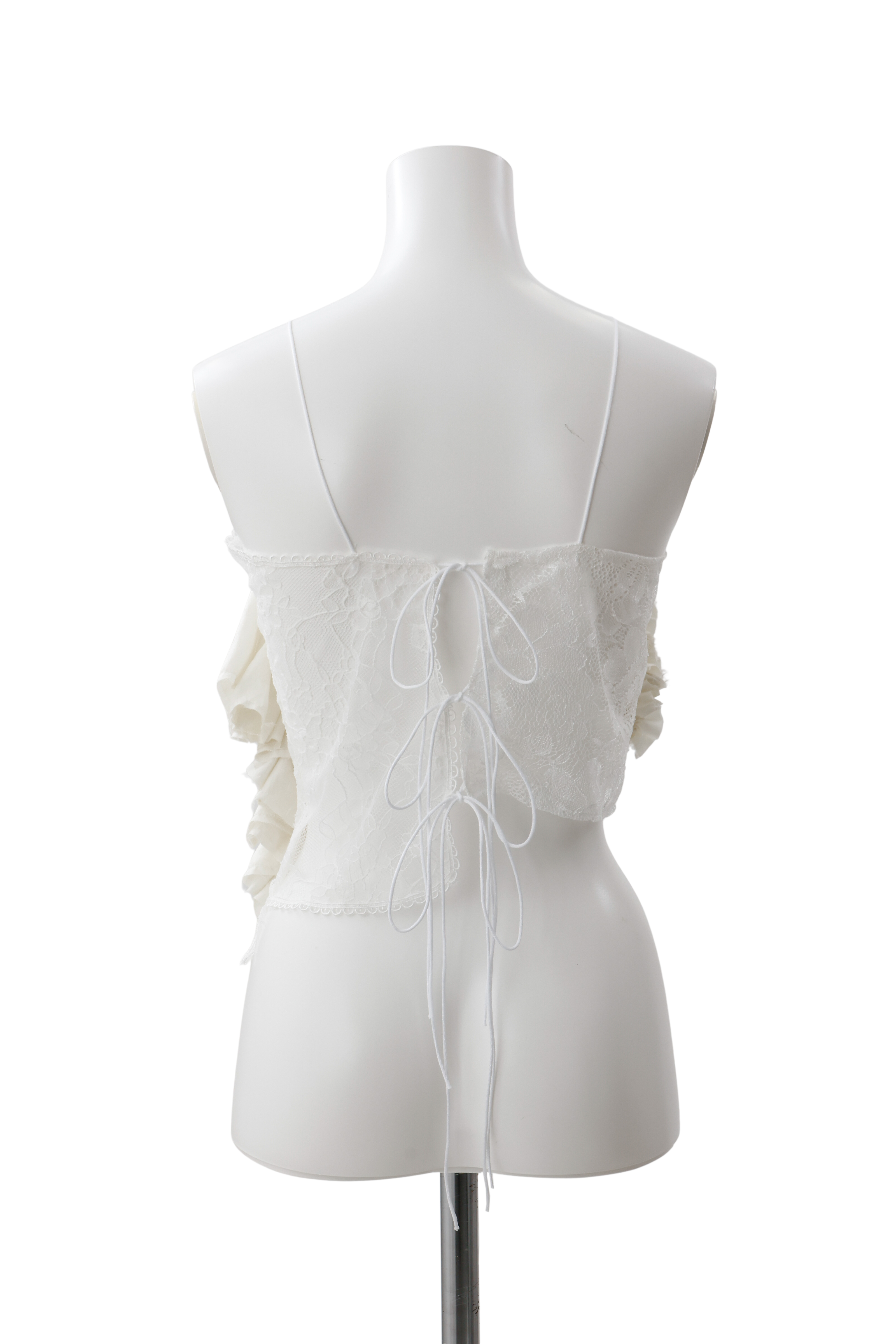 Hand pleats veil bustier - White