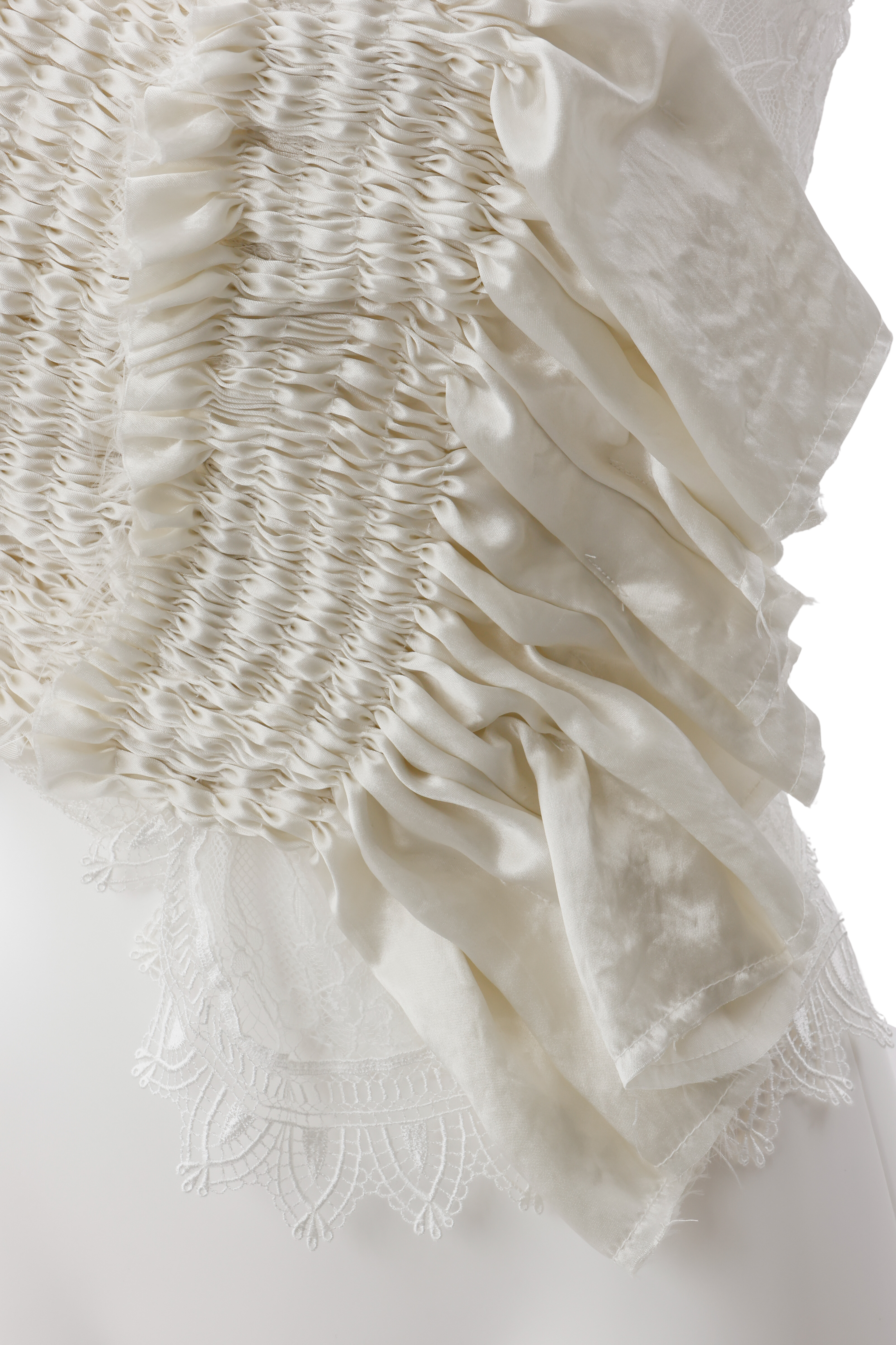 Hand pleats veil bustier - White