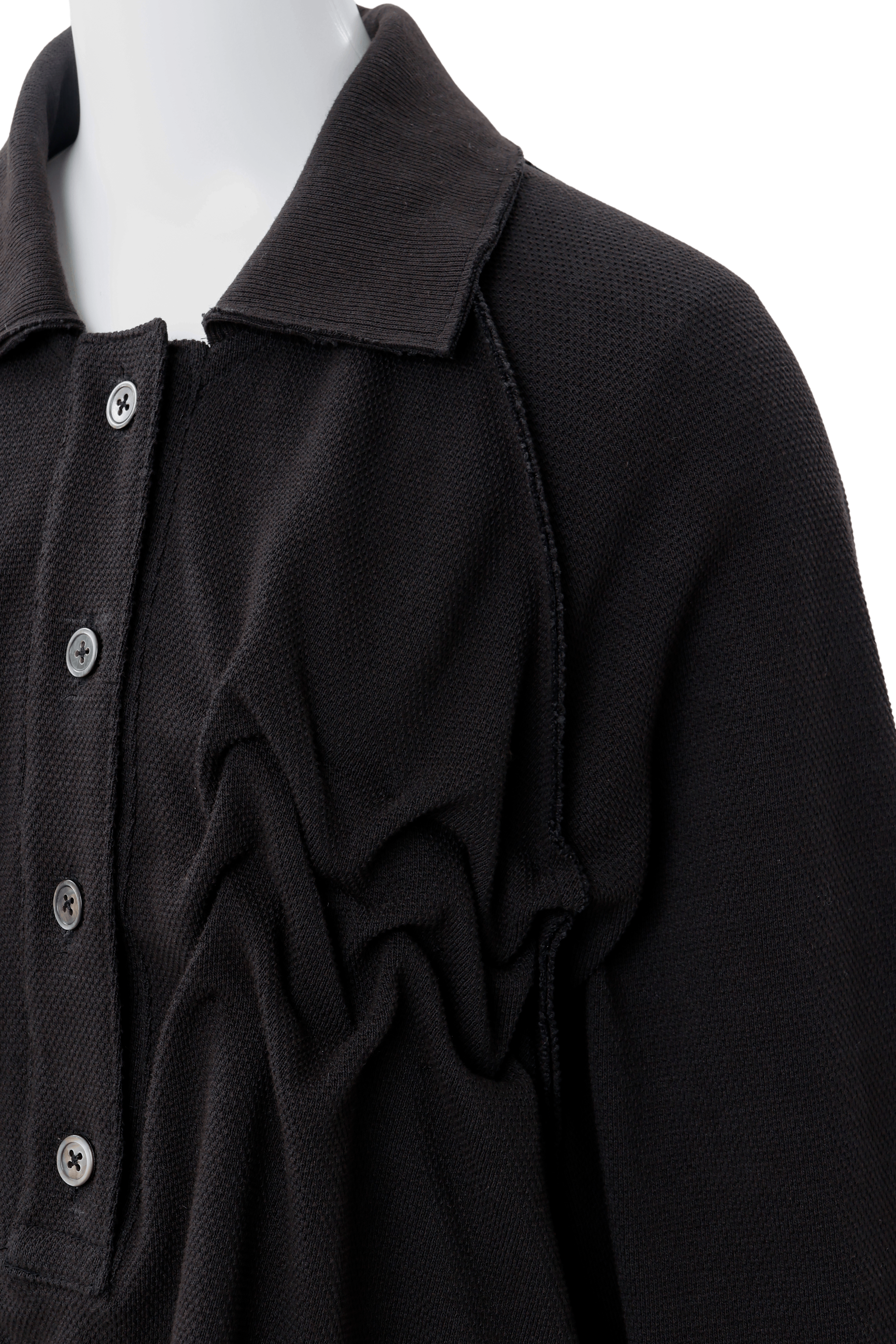 Raw edge loose polo - Black