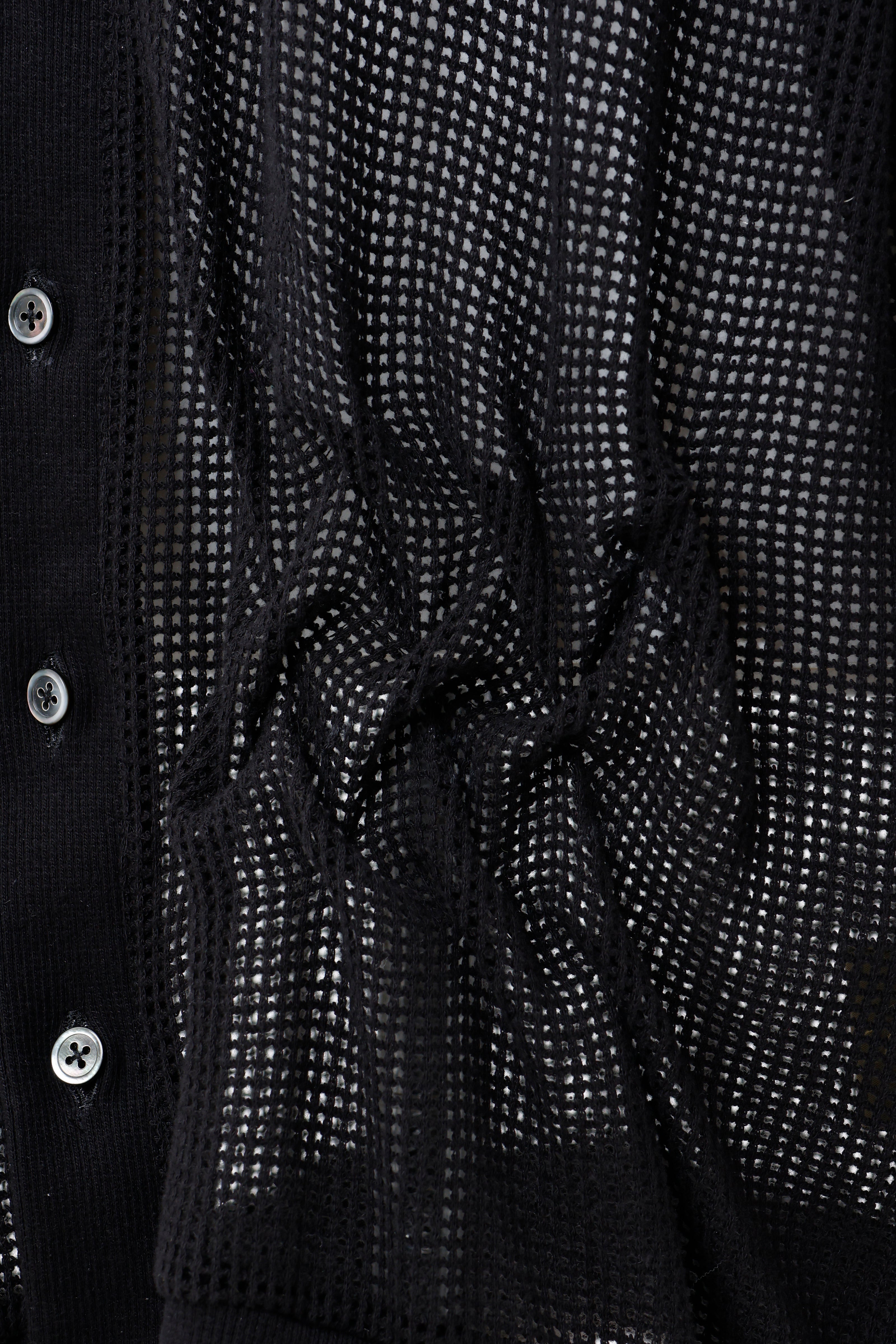 Basket mesh cardigan - Black
