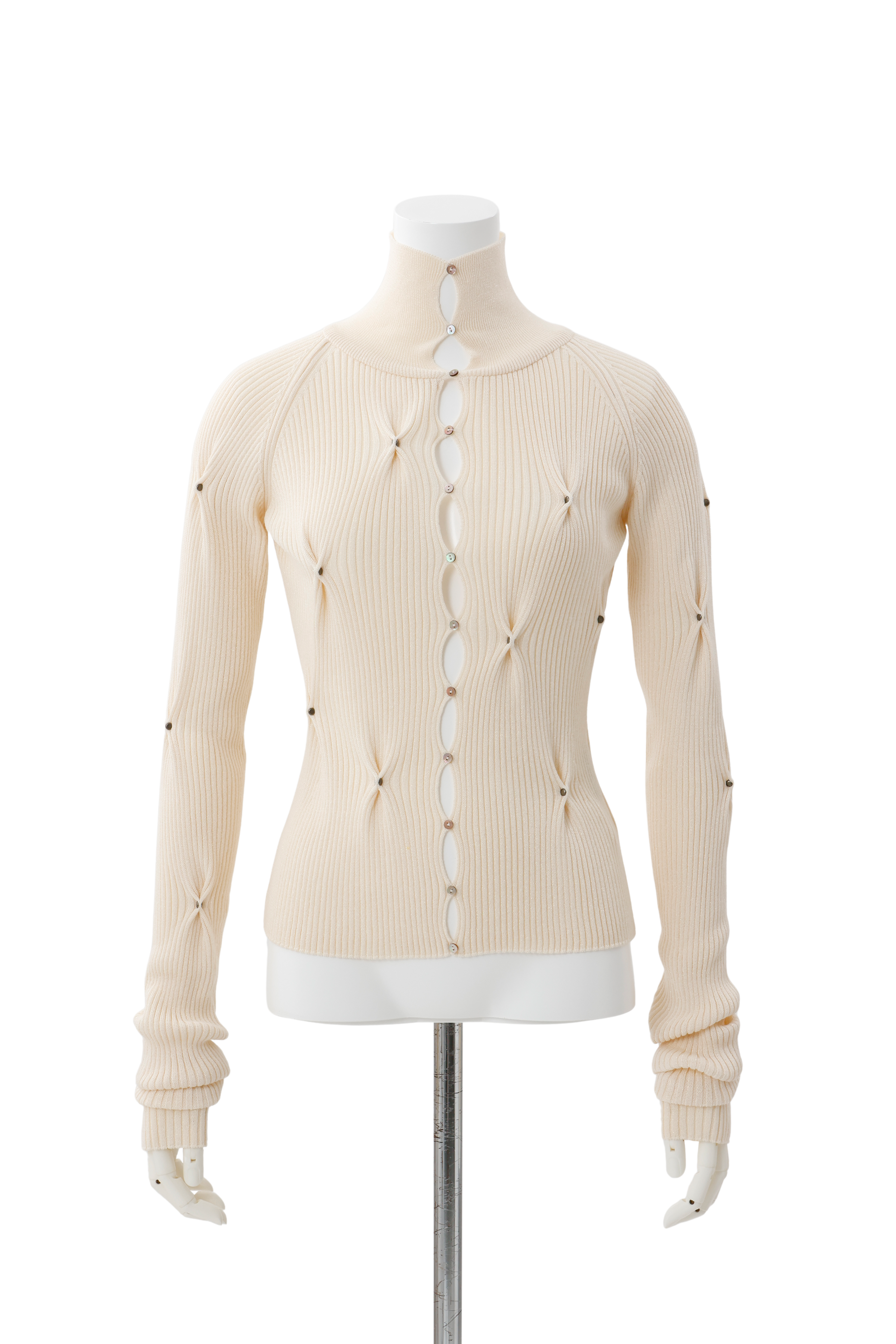 Pic tuck rib cardigan - White