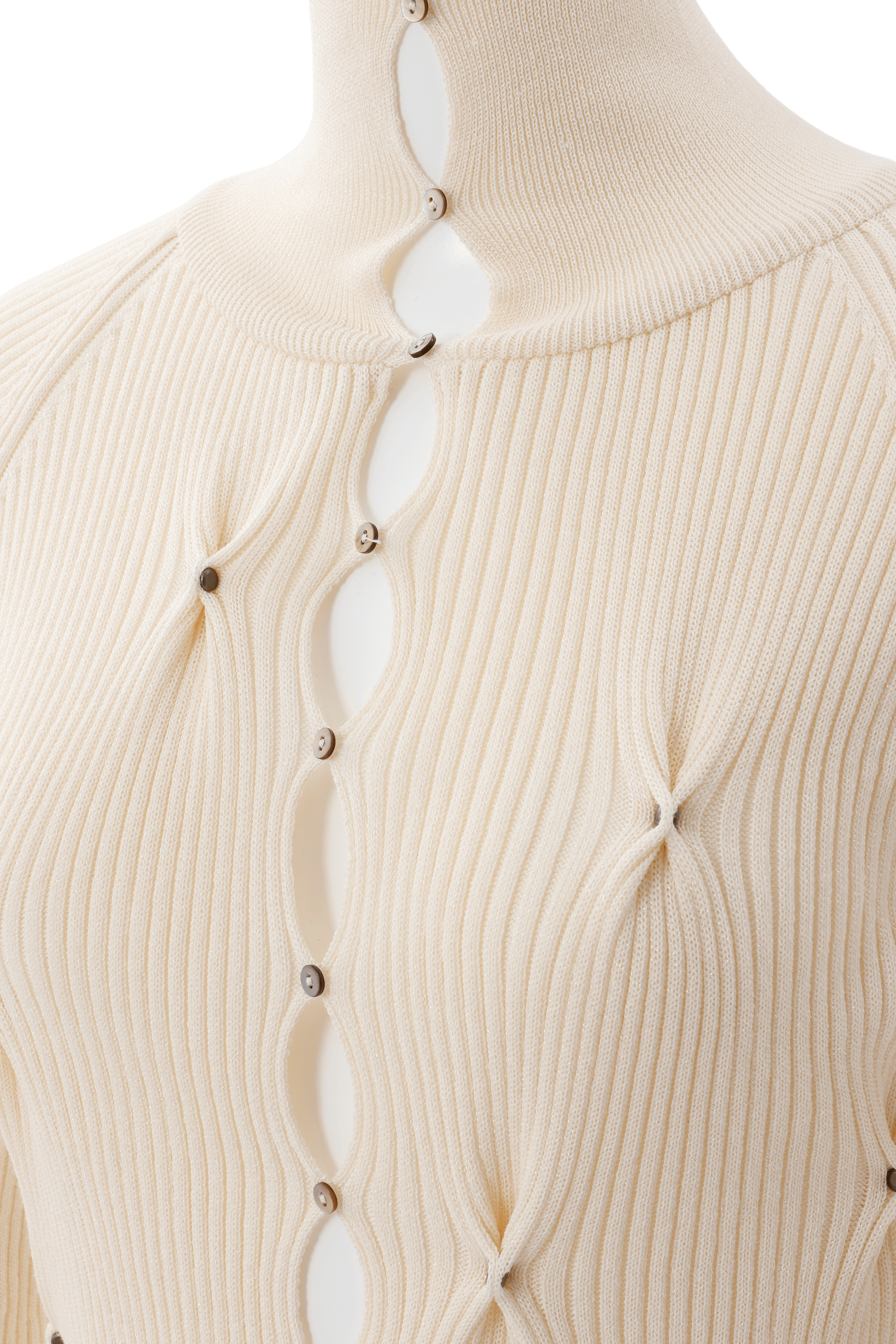 Pic tuck rib cardigan - White