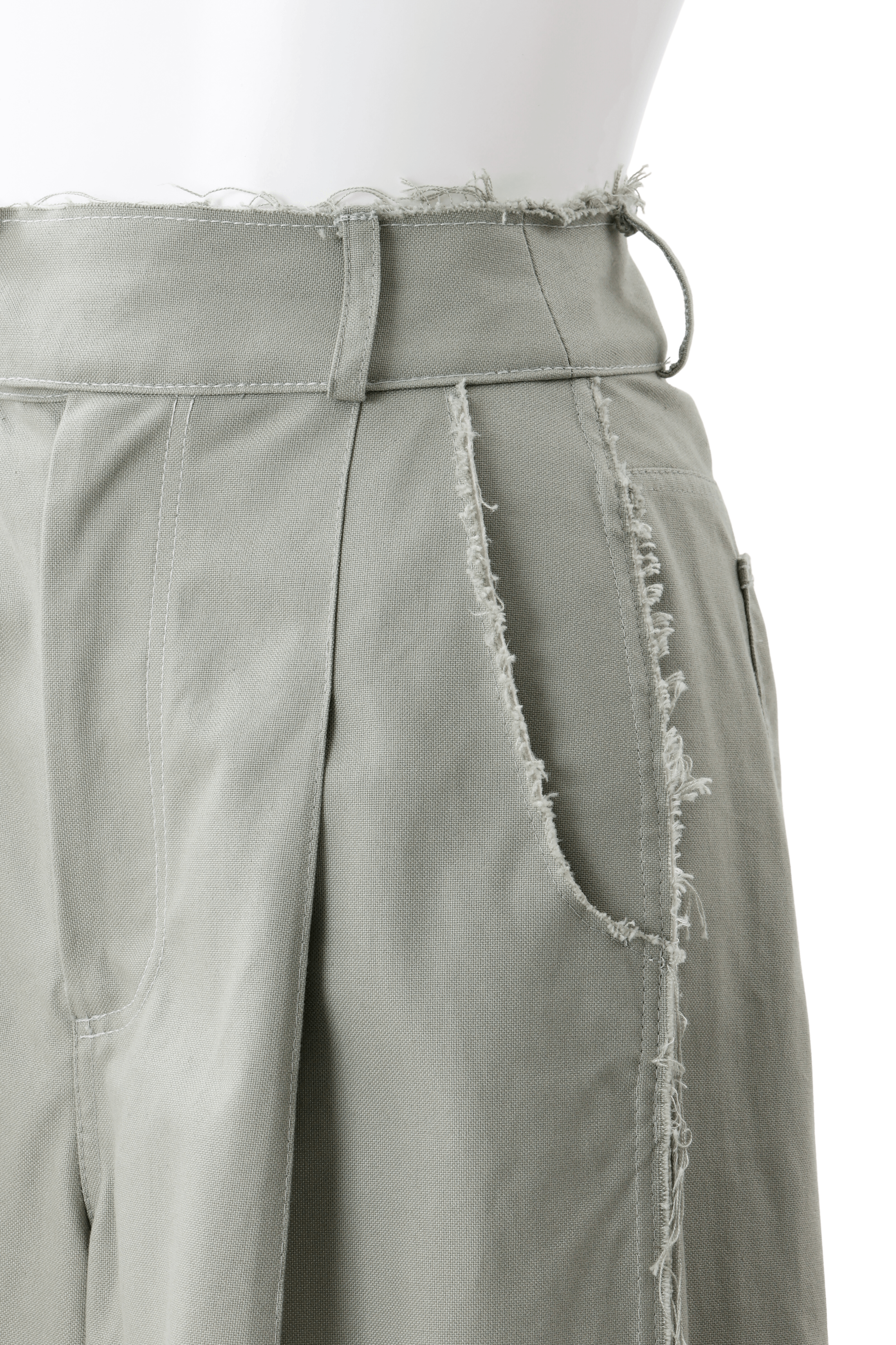 Wide-Leg Roll Pants - Green