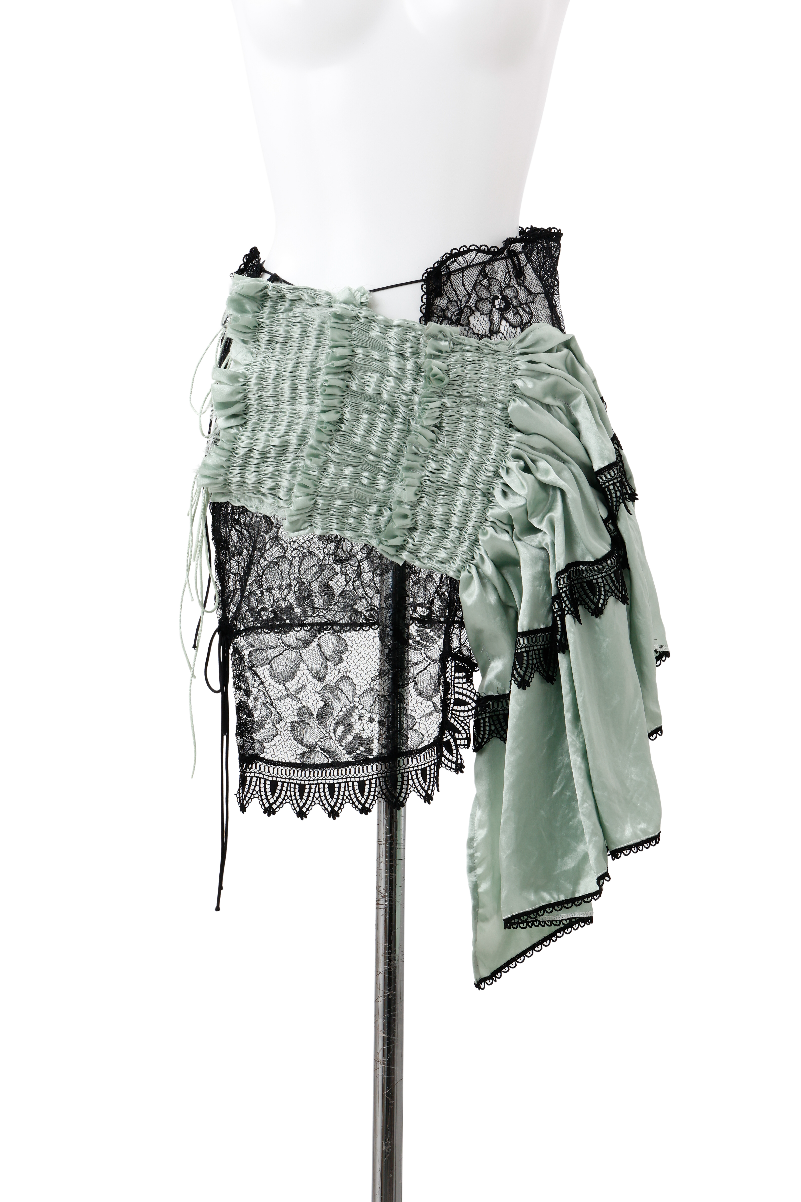 Hand pleats veil skirt - Green