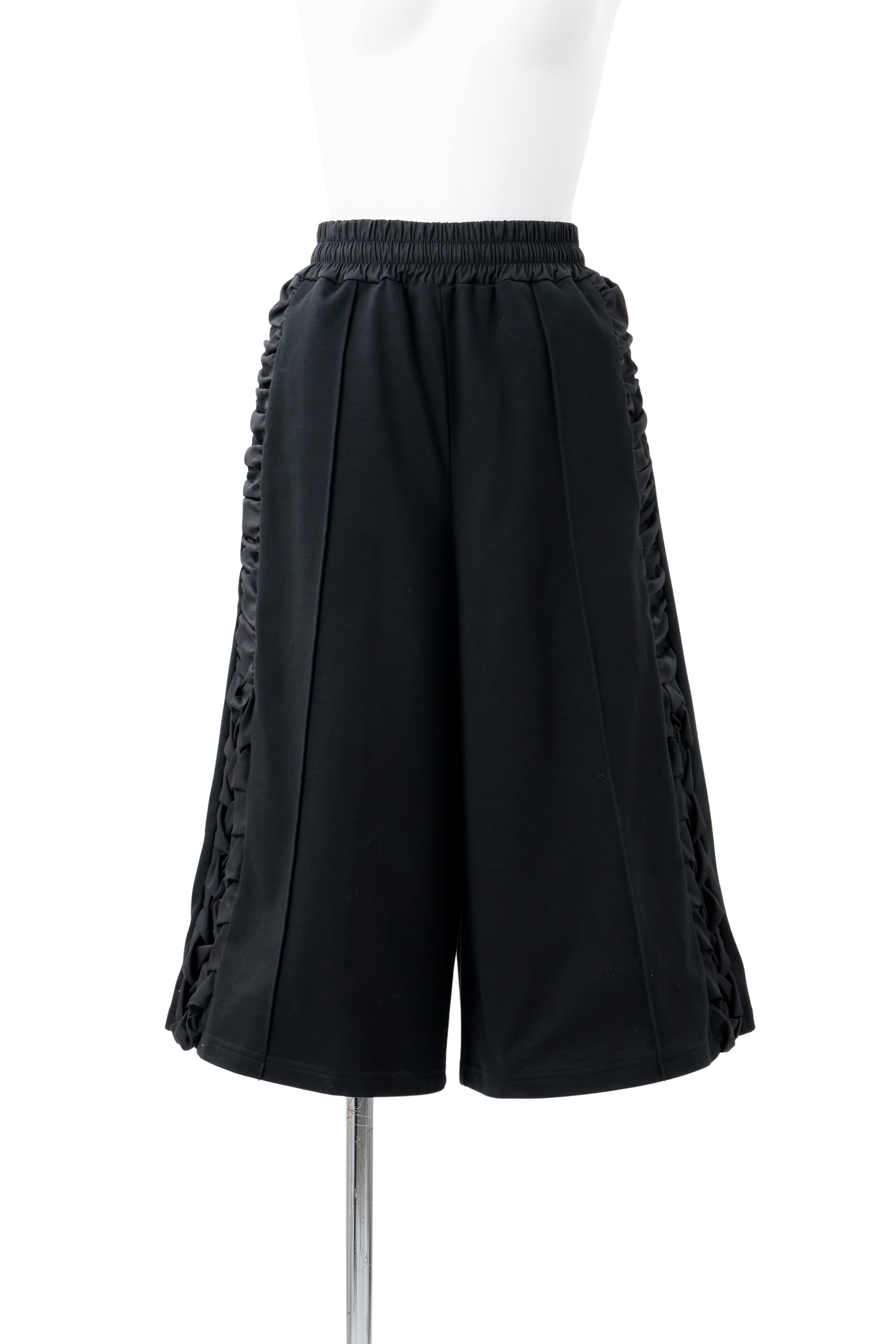 Side gather half pants - Black