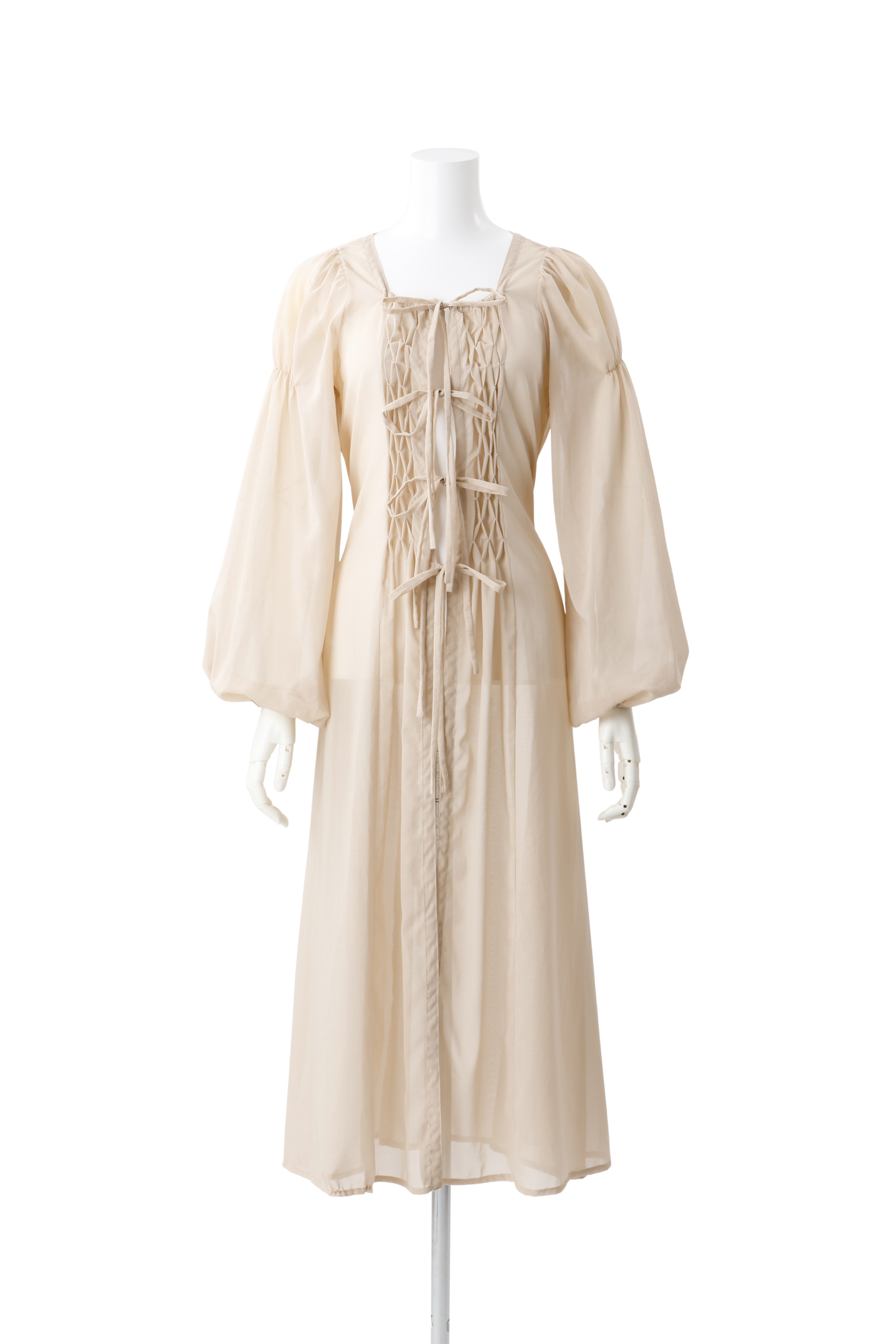 Smocking sheer gown - Beige