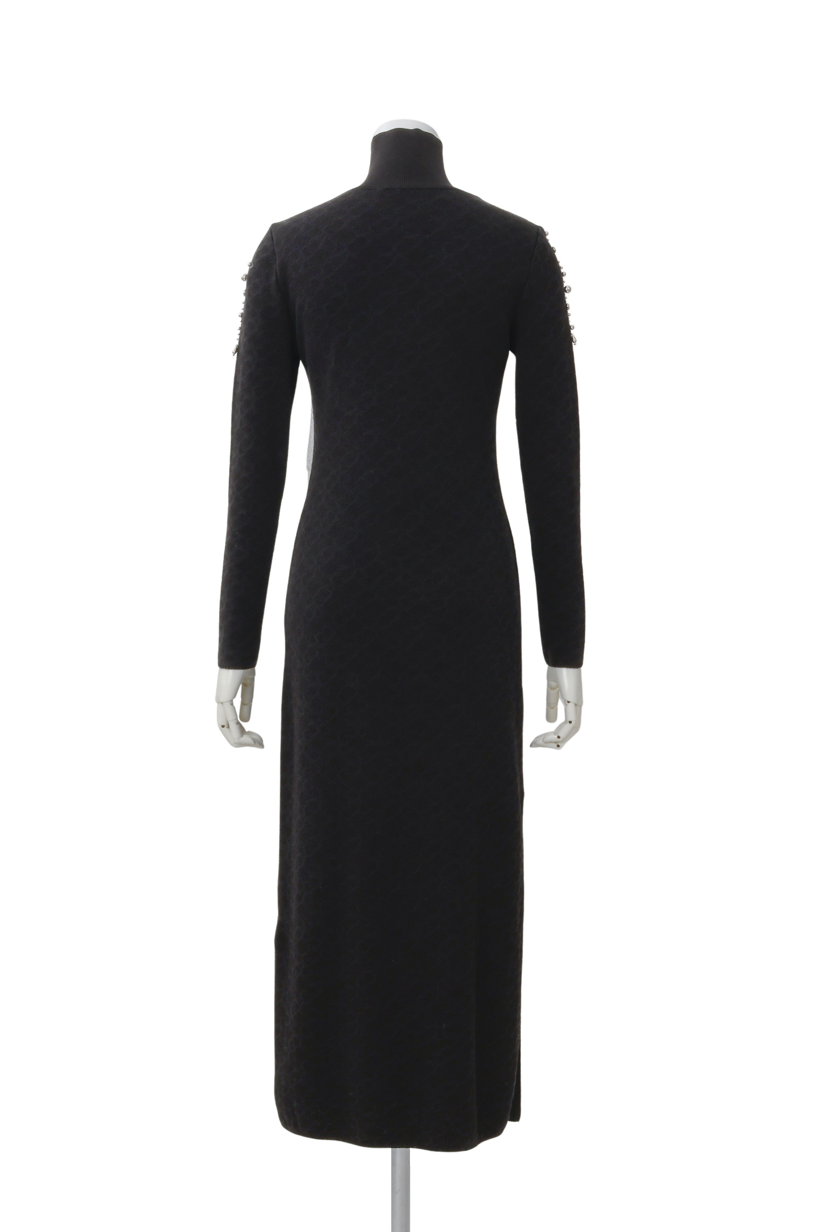 Lace bijou knit dress - Black