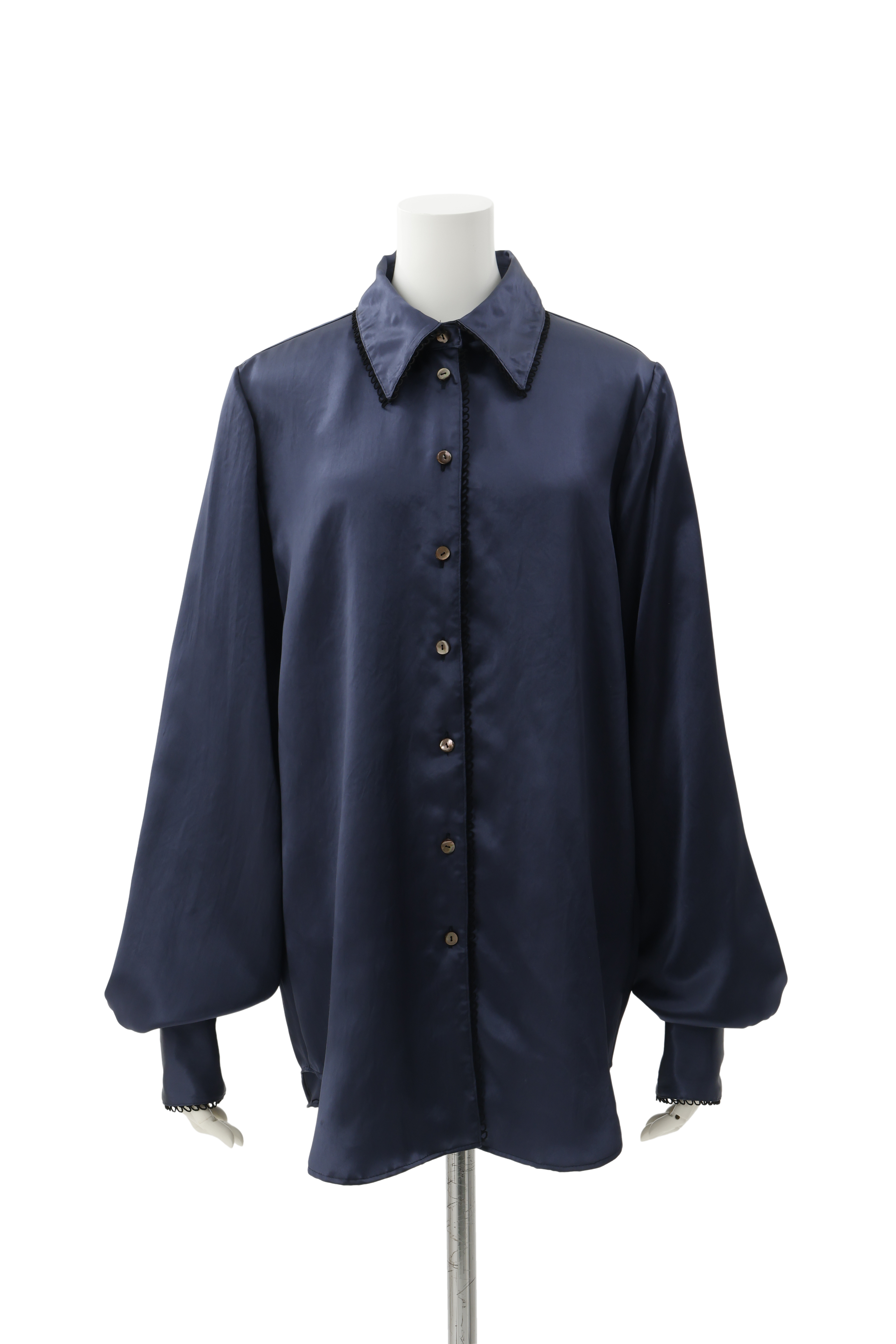 Satin broad shirt - Navy