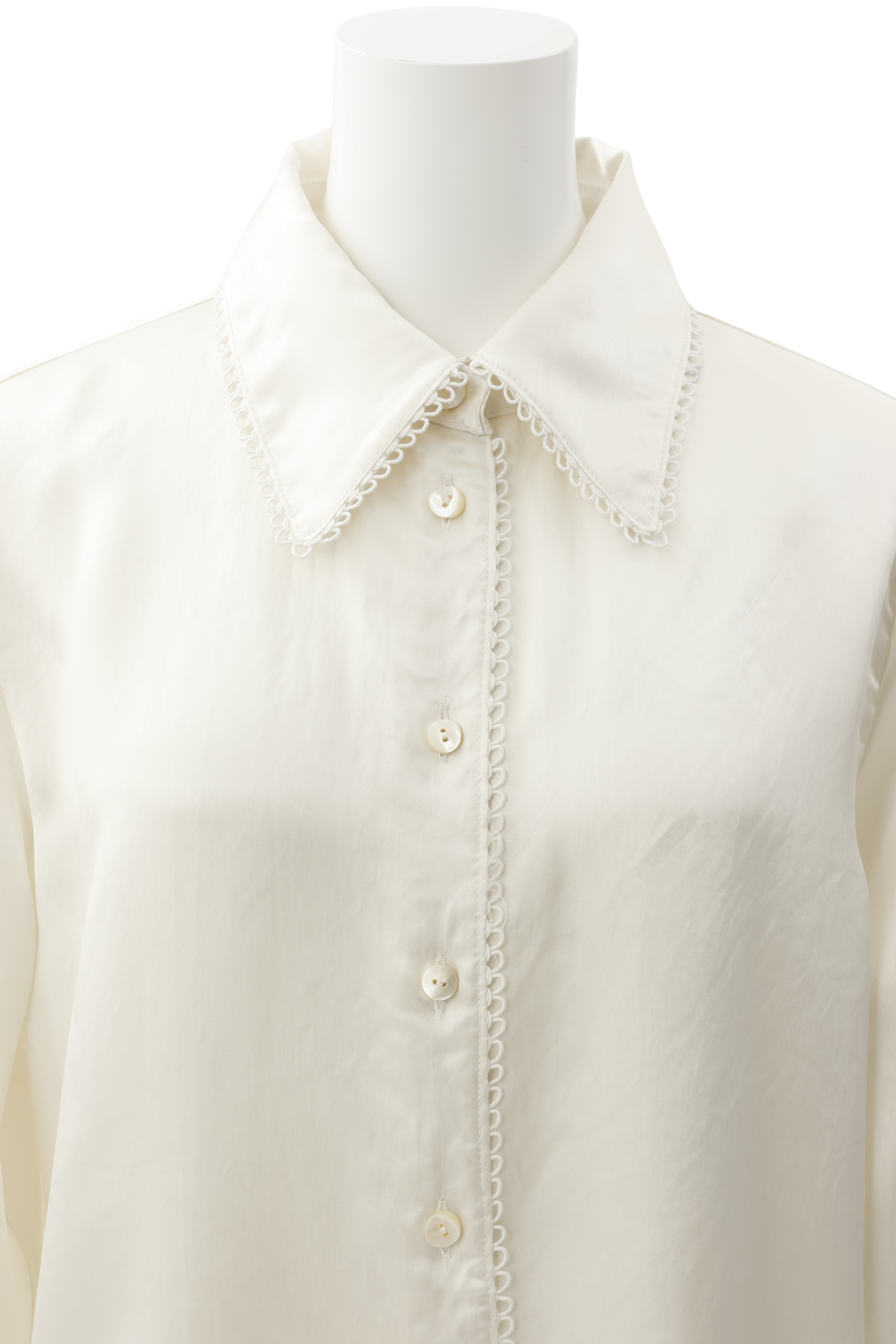 Satin broad shirt - Ivory