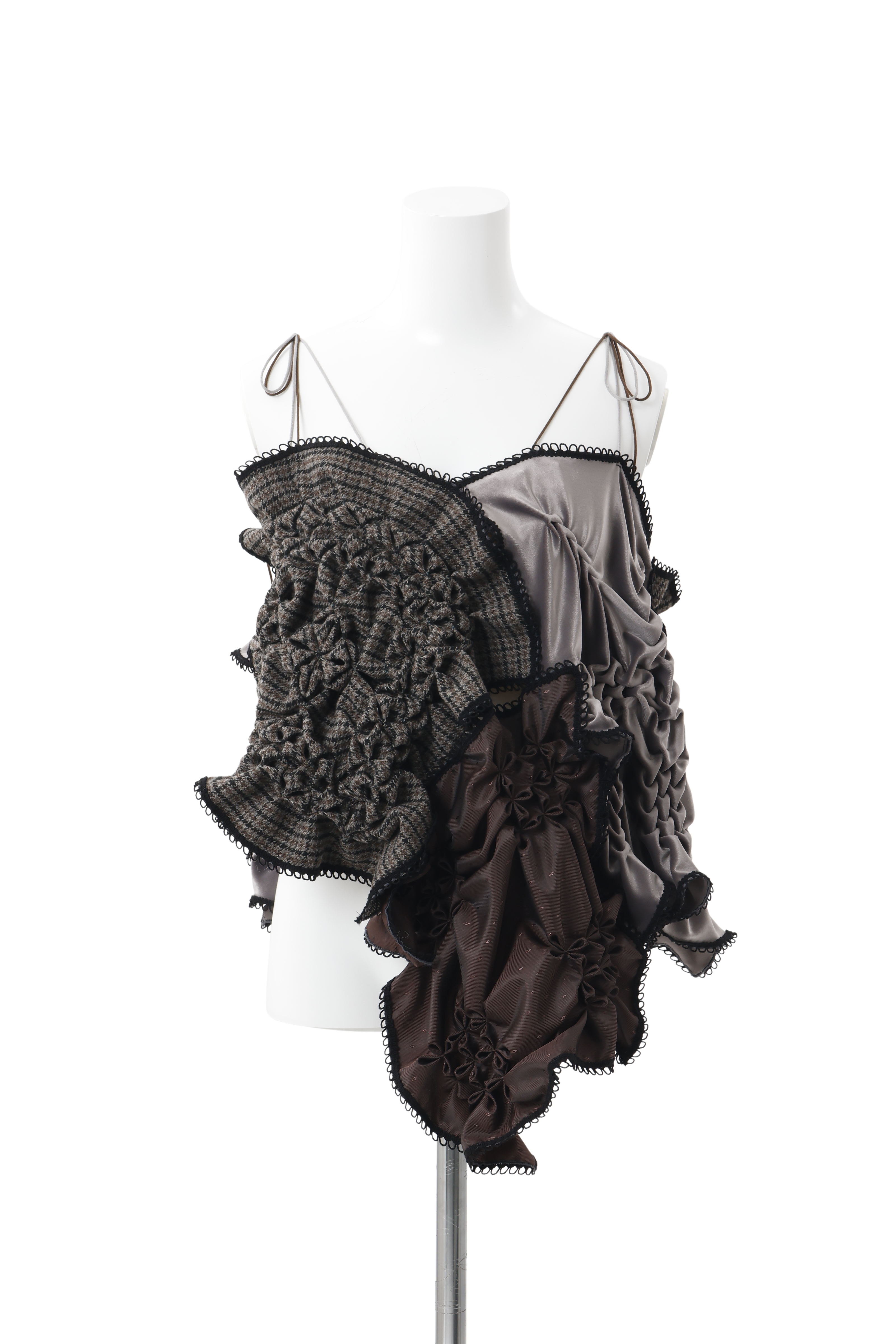 Patch smocking skirt - Gray-Tweed