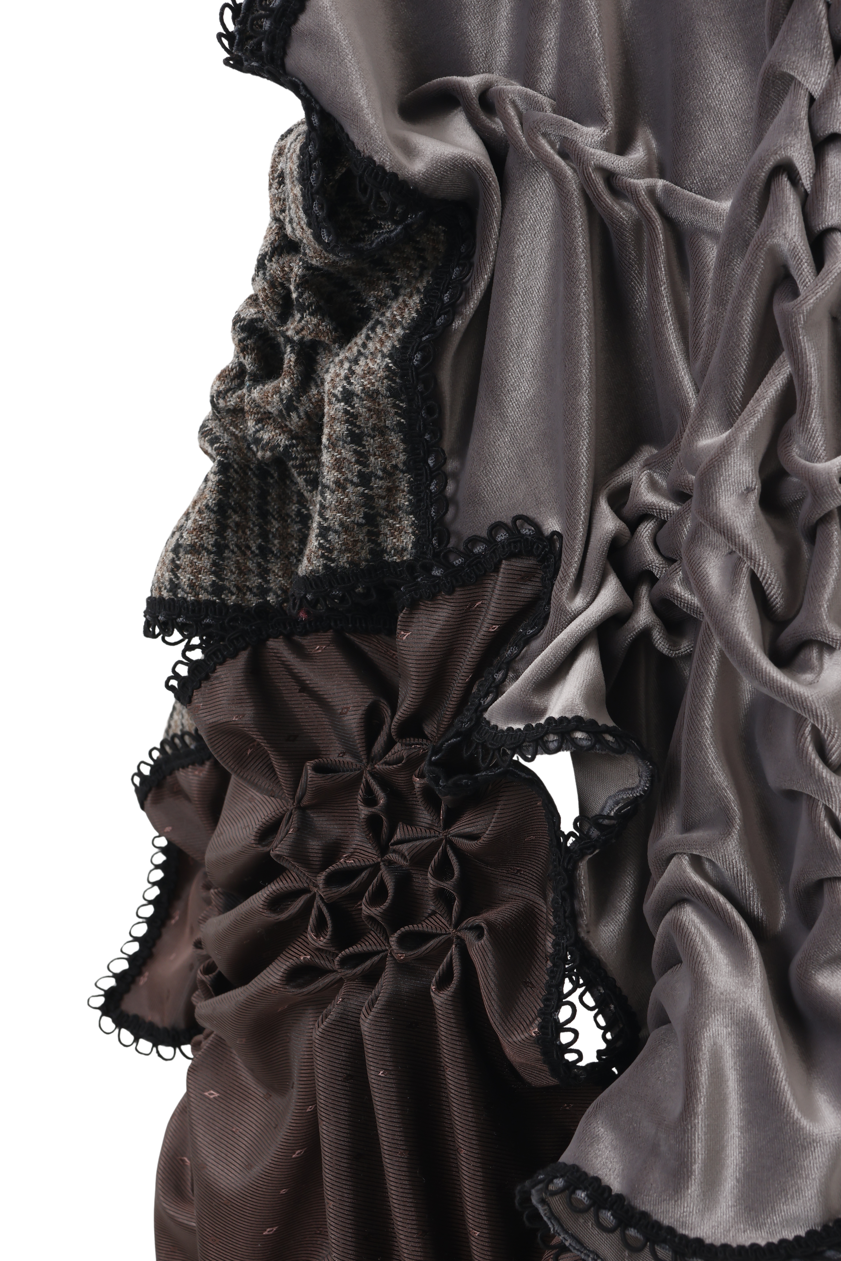 Patch smocking skirt - Gray-Tweed