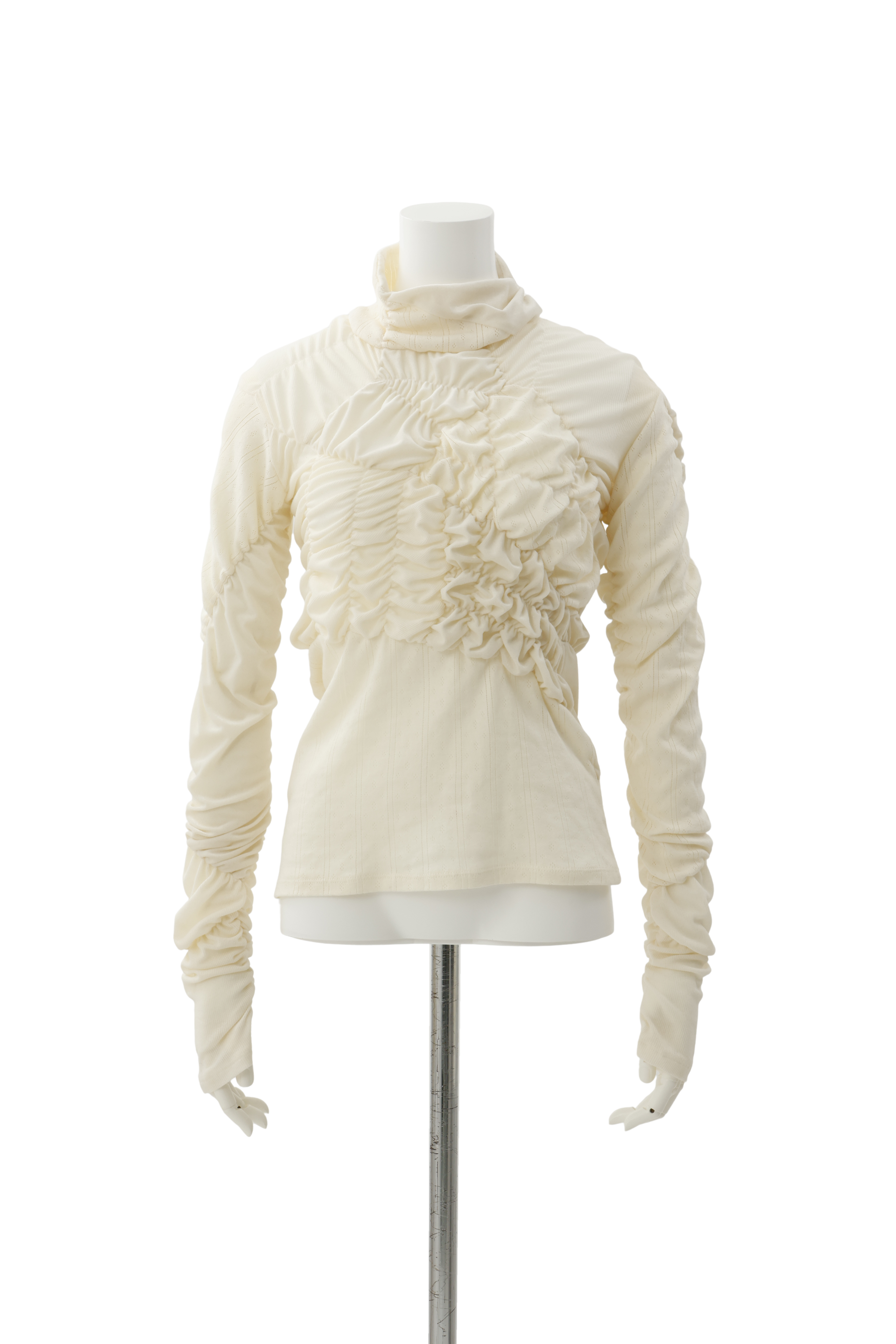 Shirring knit pullover - Ivory