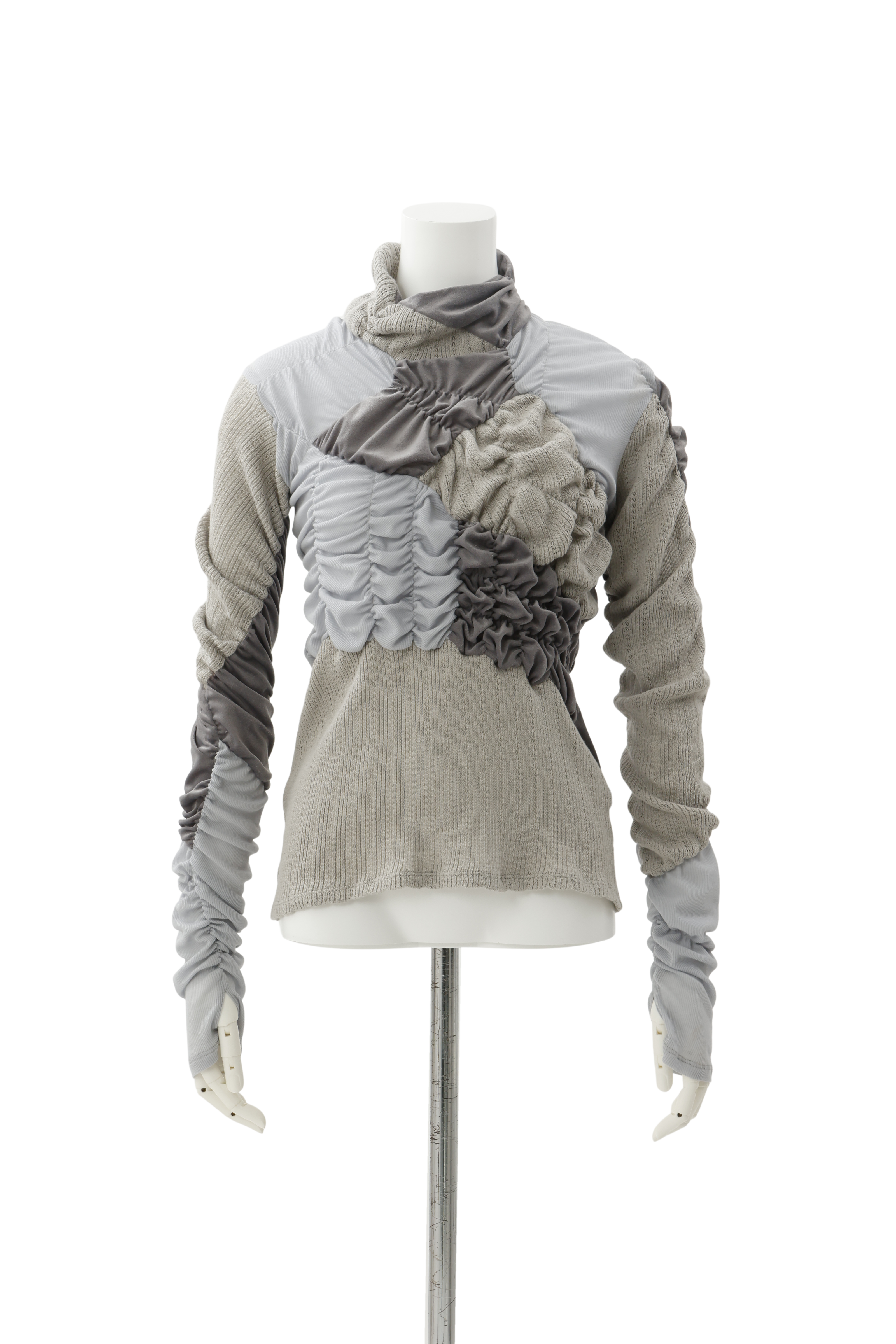 Shirring knit pullover - Gray