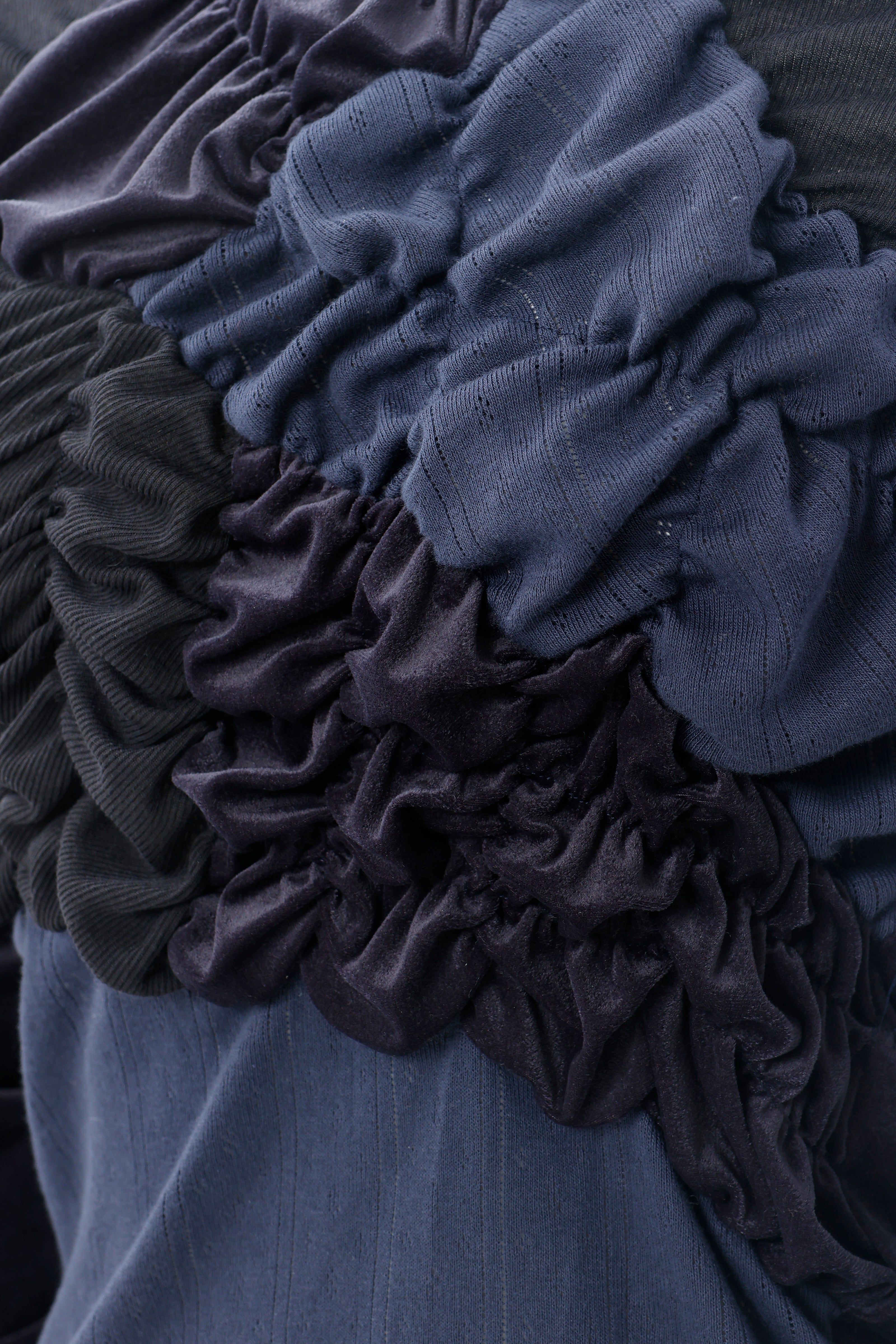 Shirring knit pullover - Navy