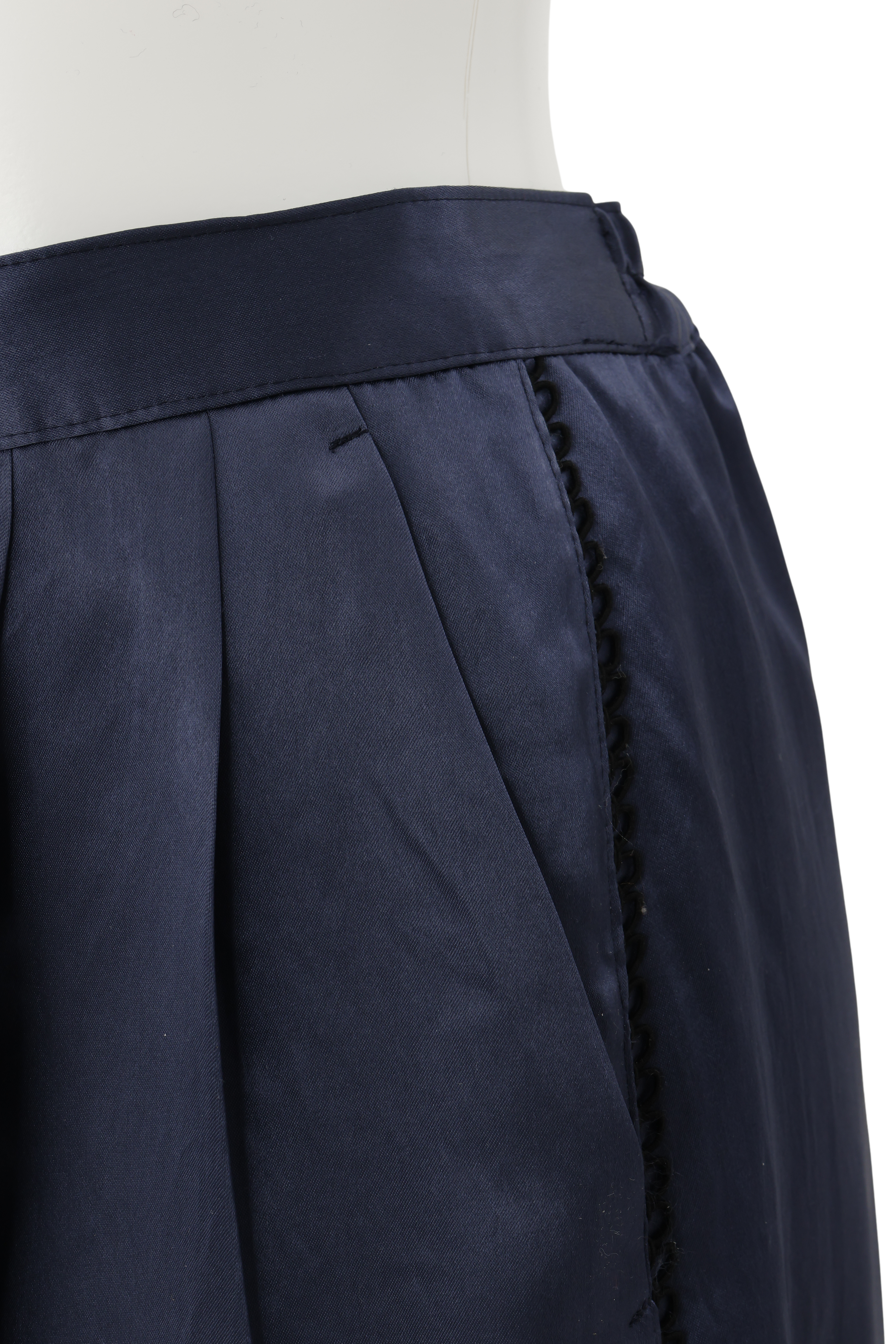 Satin broad pants - Navy