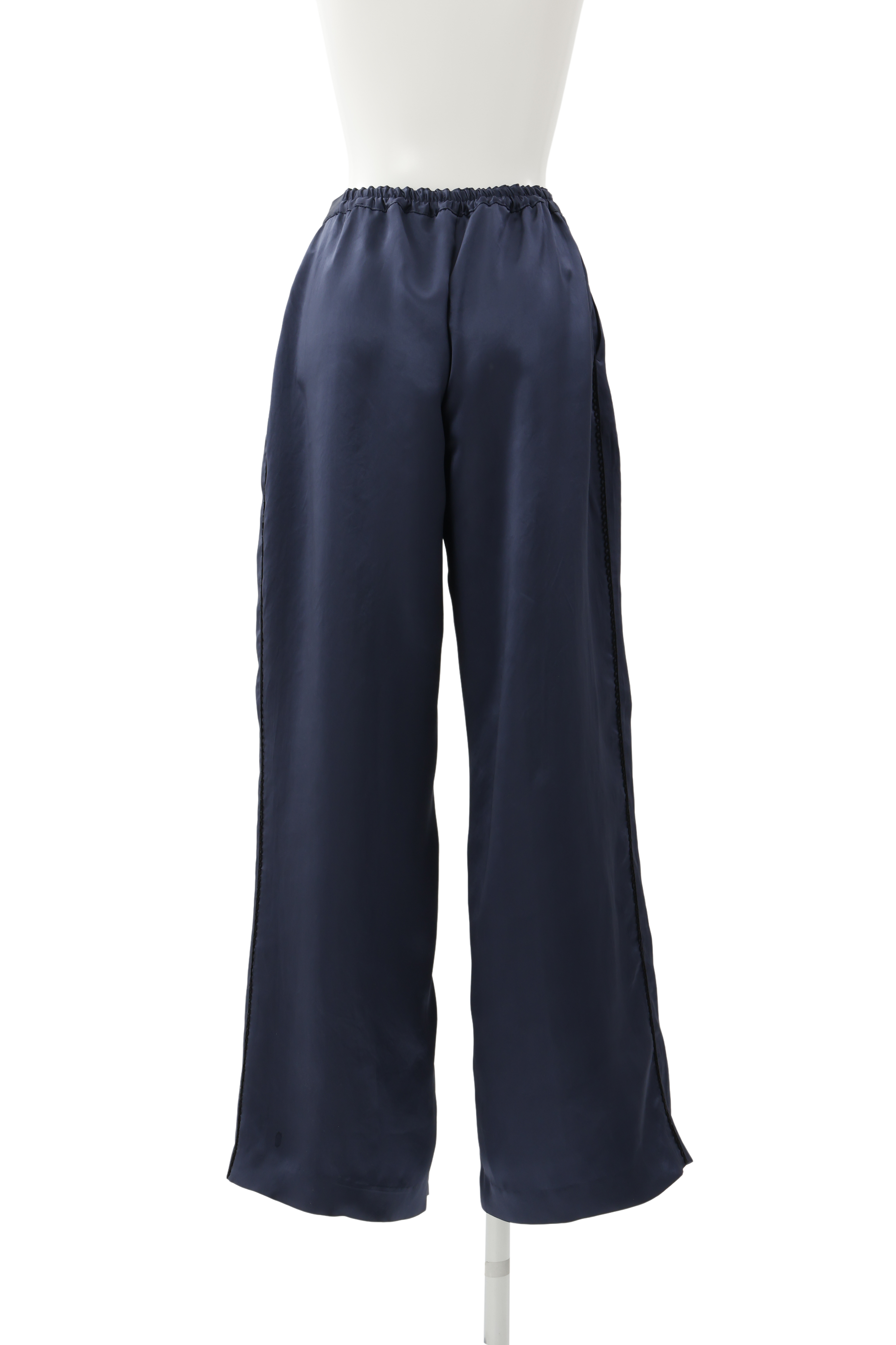 Satin broad pants - Navy