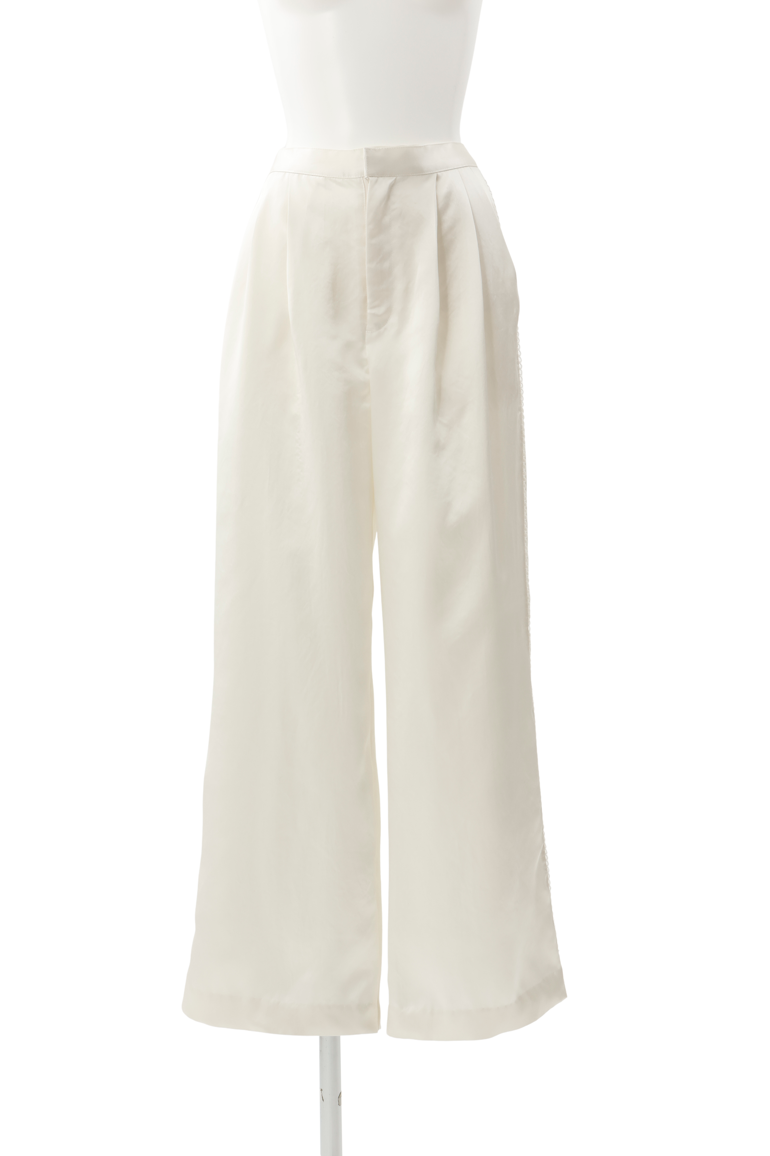 Satin broad pants - Ivory