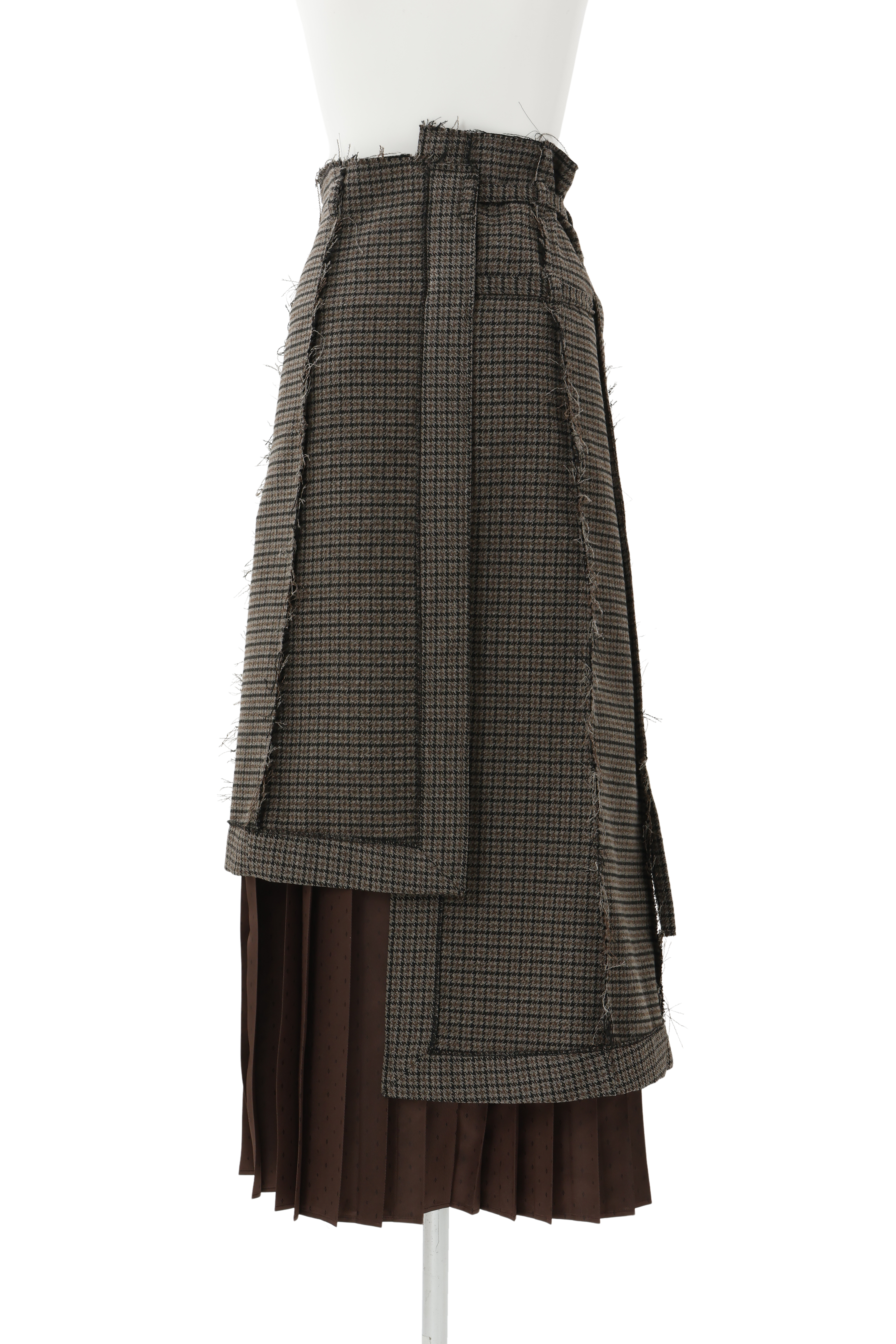 Pleats wrapping skirt - Gray tweed