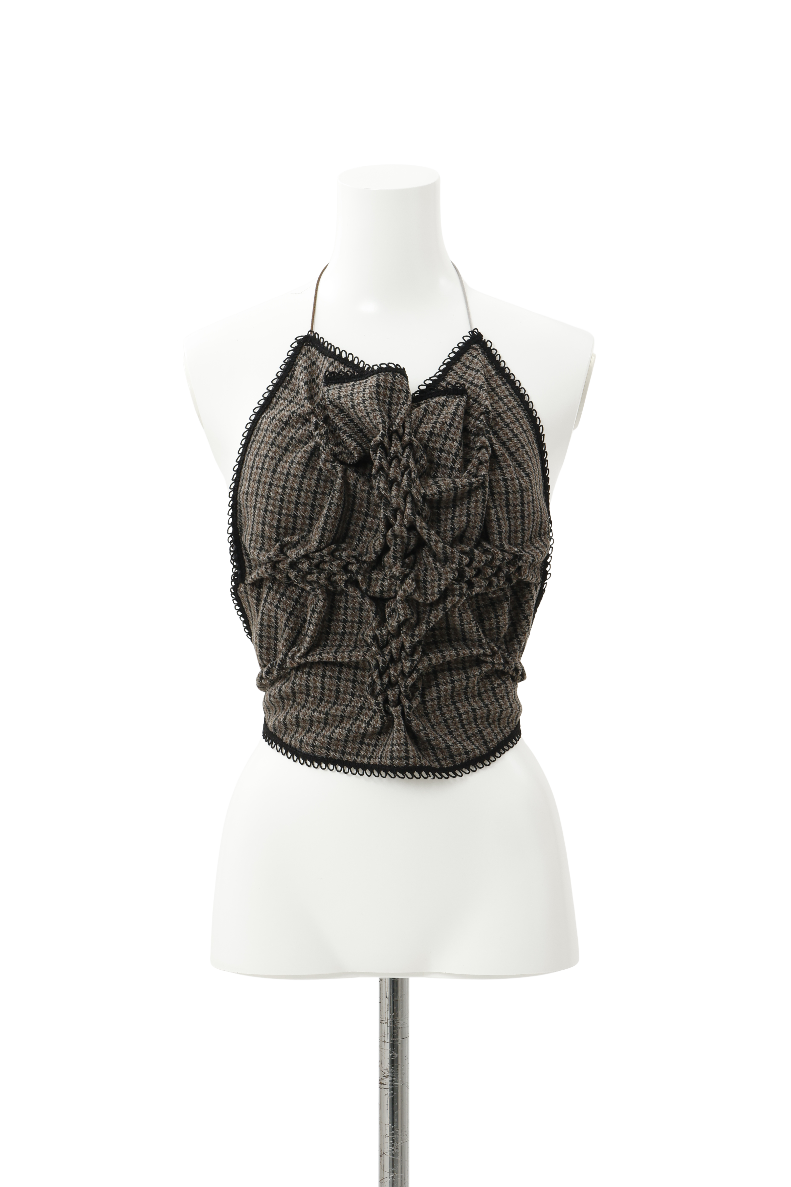 Patch smocking bustier - Gray-Tweed