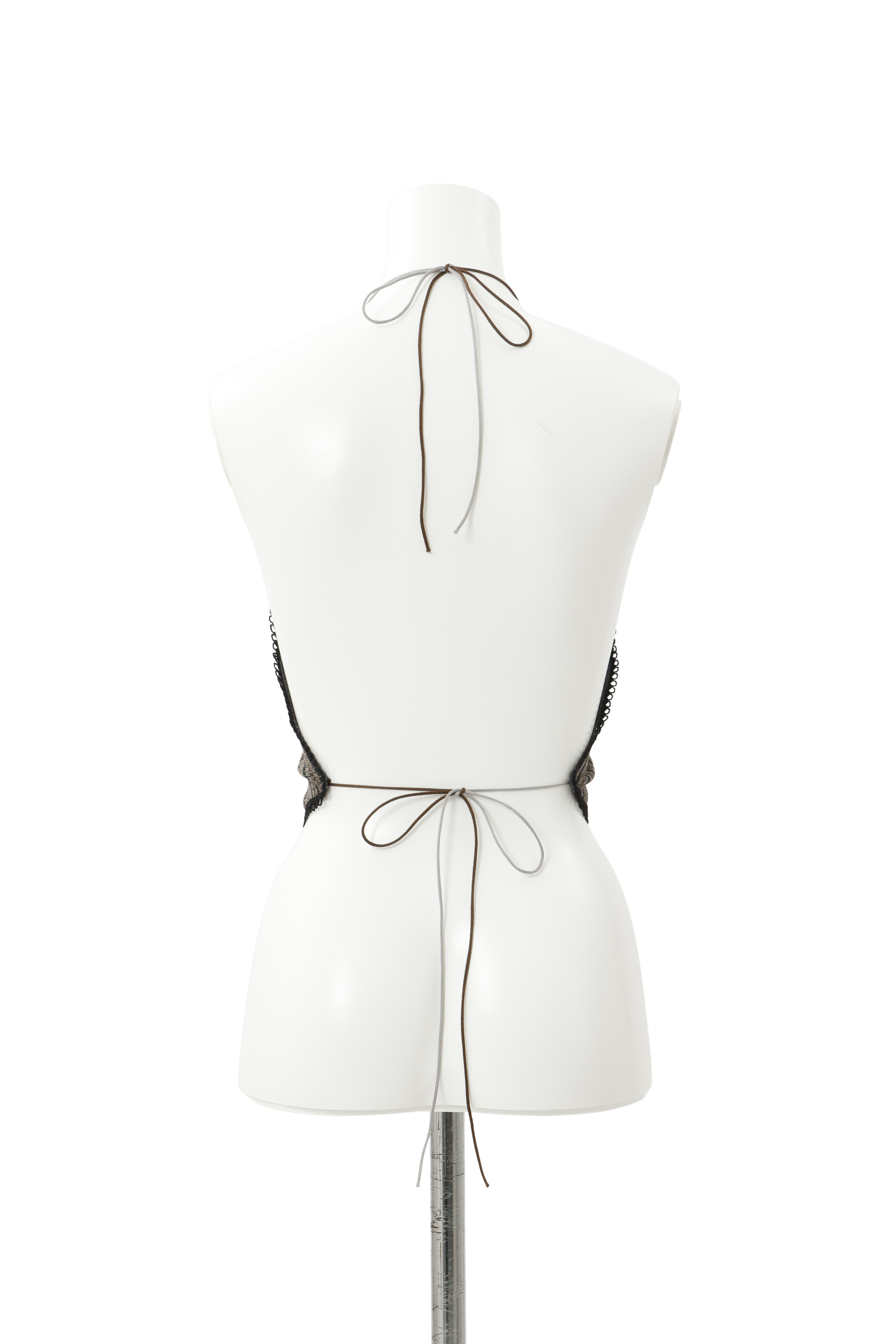 Patch smocking bustier - Gray-Tweed