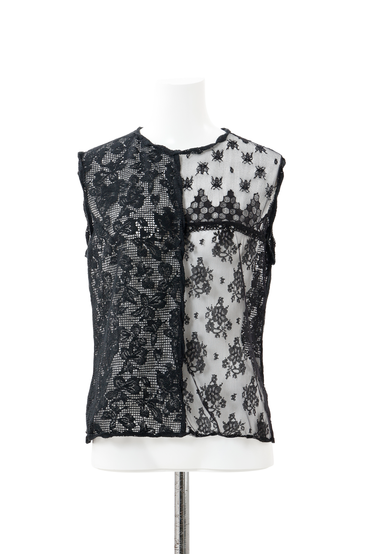 Twist edge lace blouse - Black