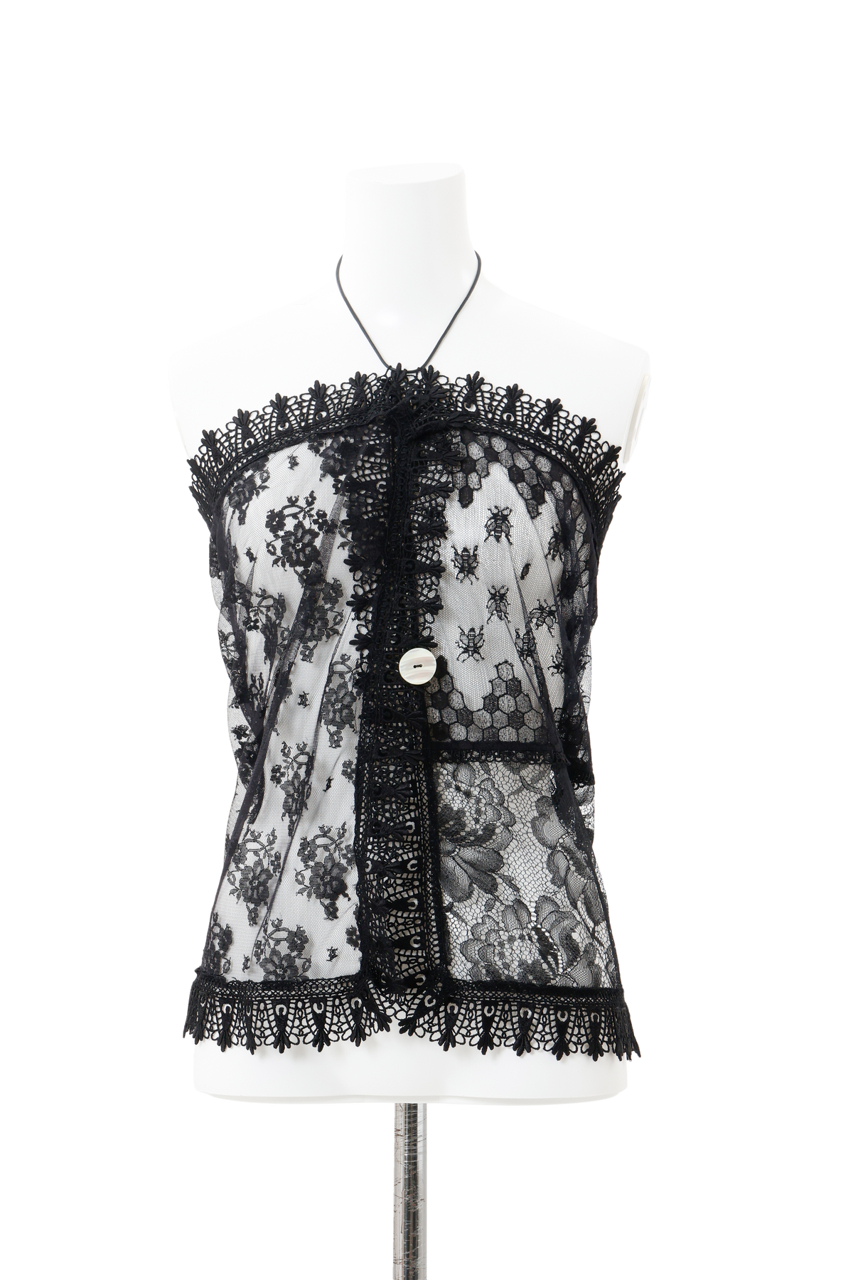 Lace patchwork scarf bustier - Black