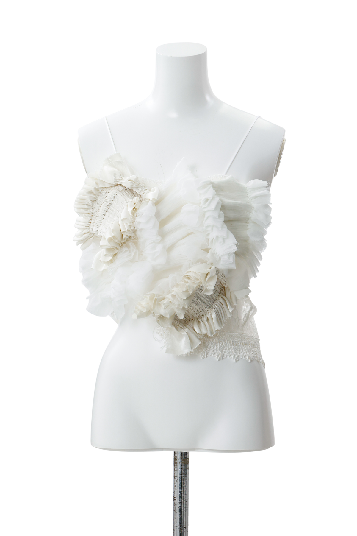 Hand pleats assemble bustier - White