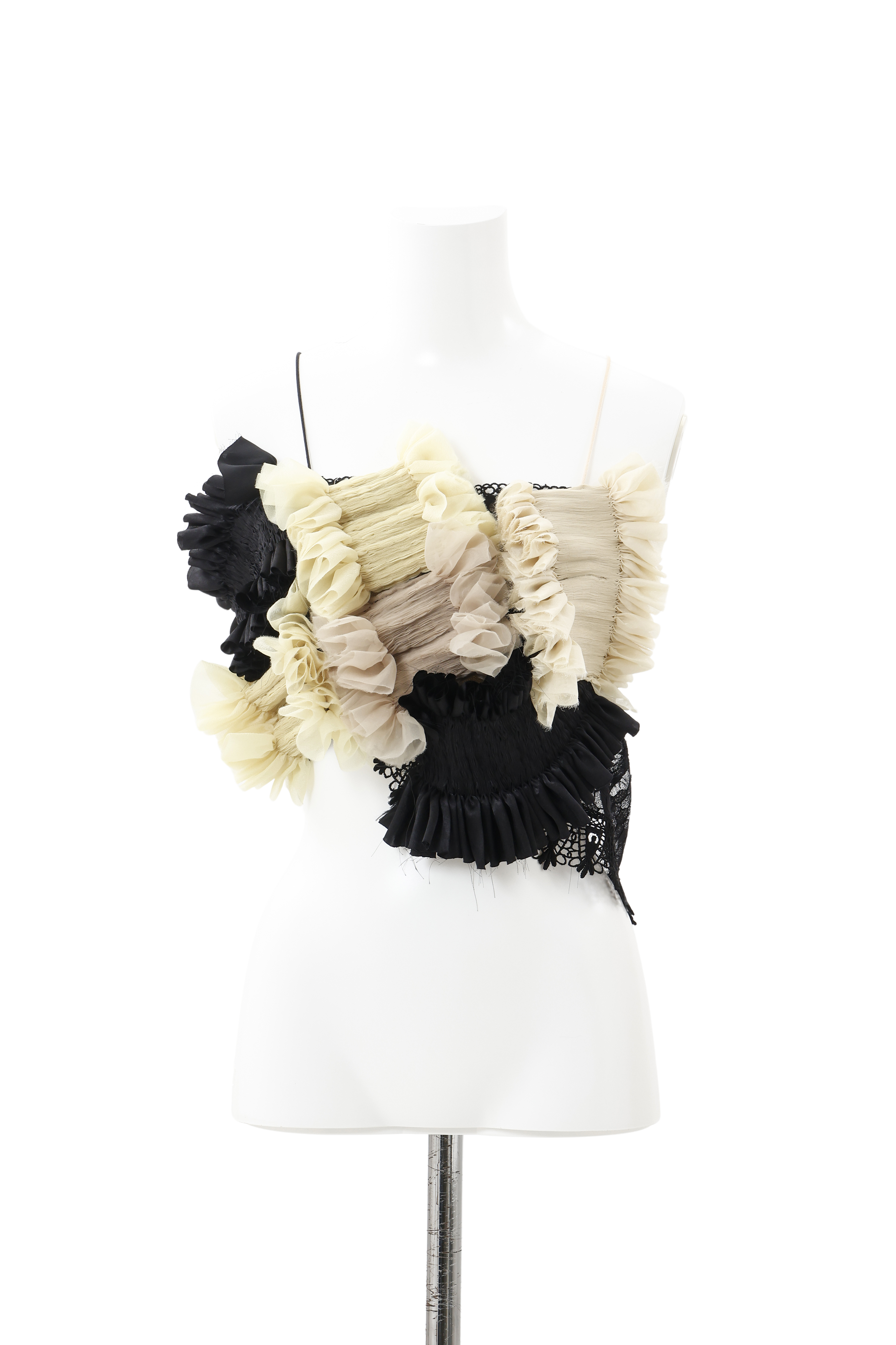 Hand pleats assemble bustier - Yellow - black