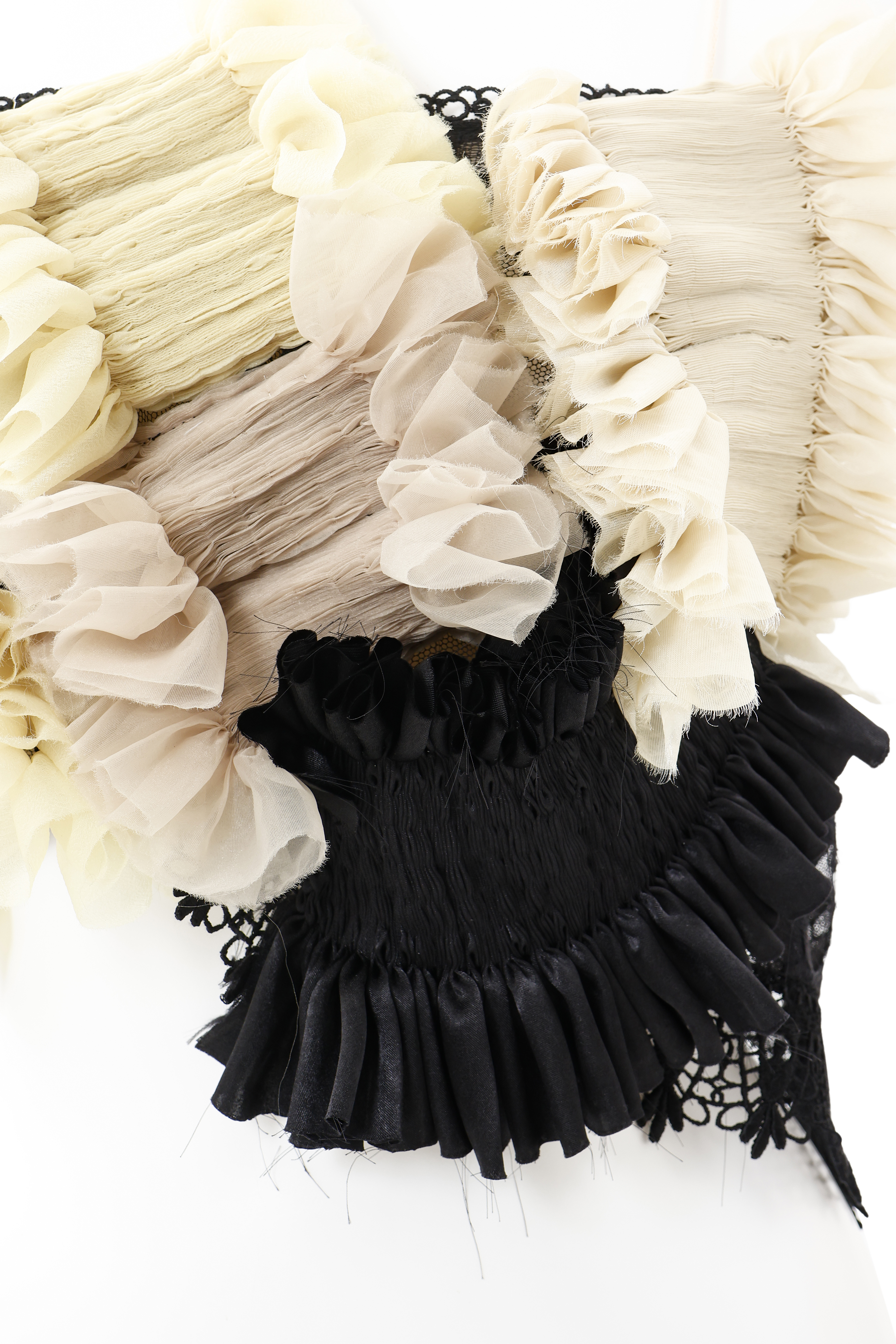 Hand pleats assemble bustier - Yellow - black