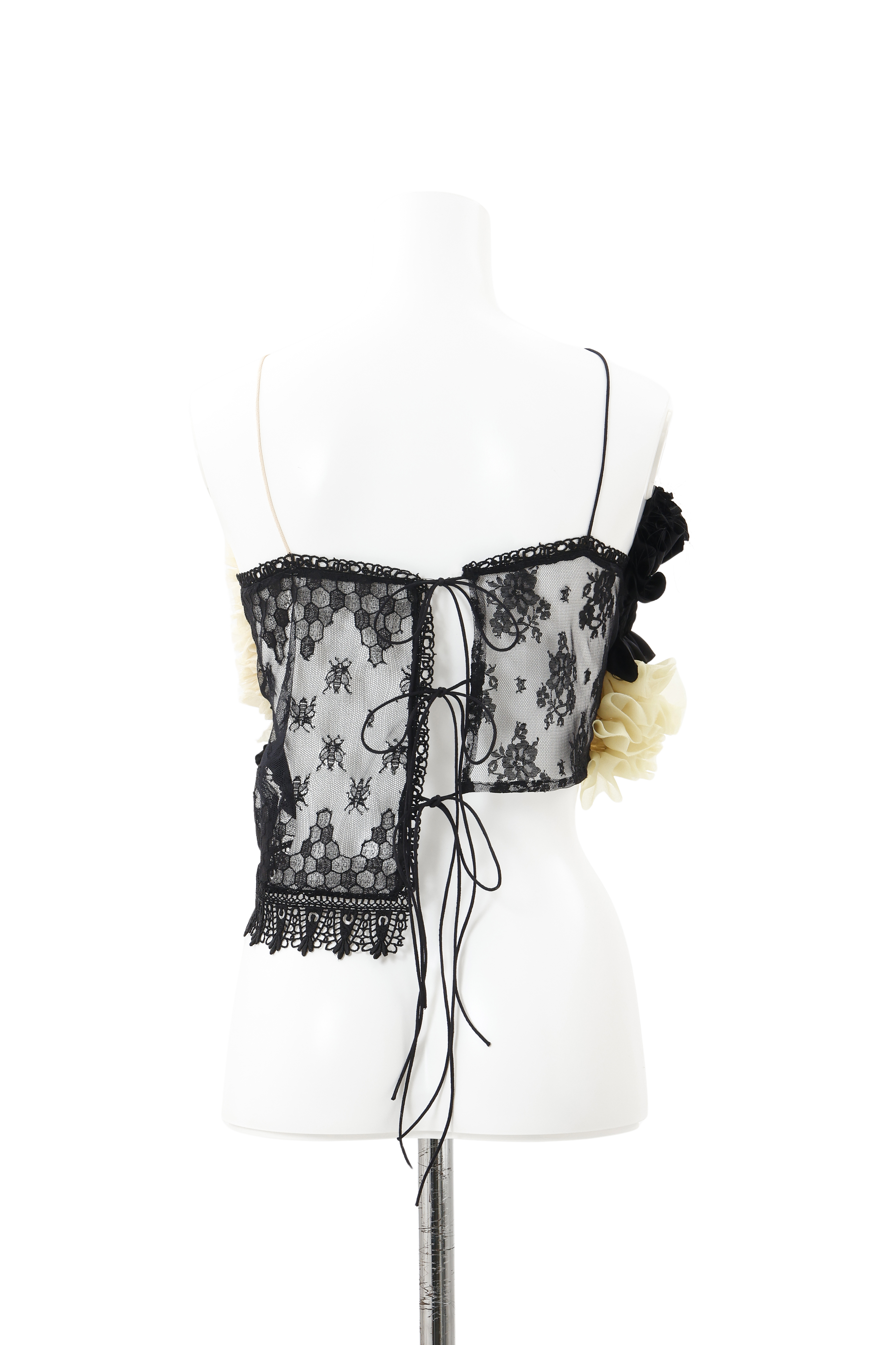 Hand pleats assemble bustier - Yellow - black