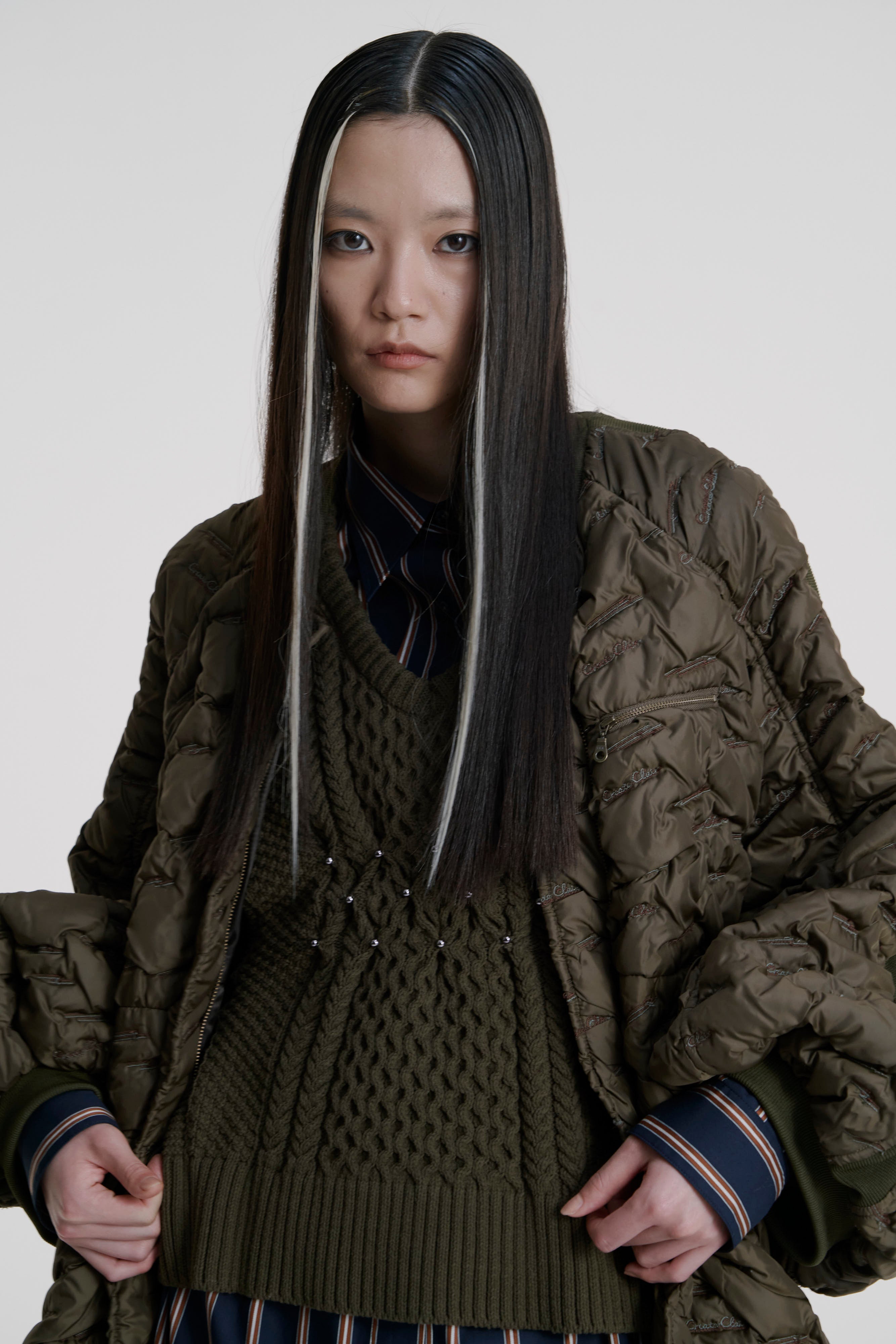 Aran knit vest - Khaki October delivery