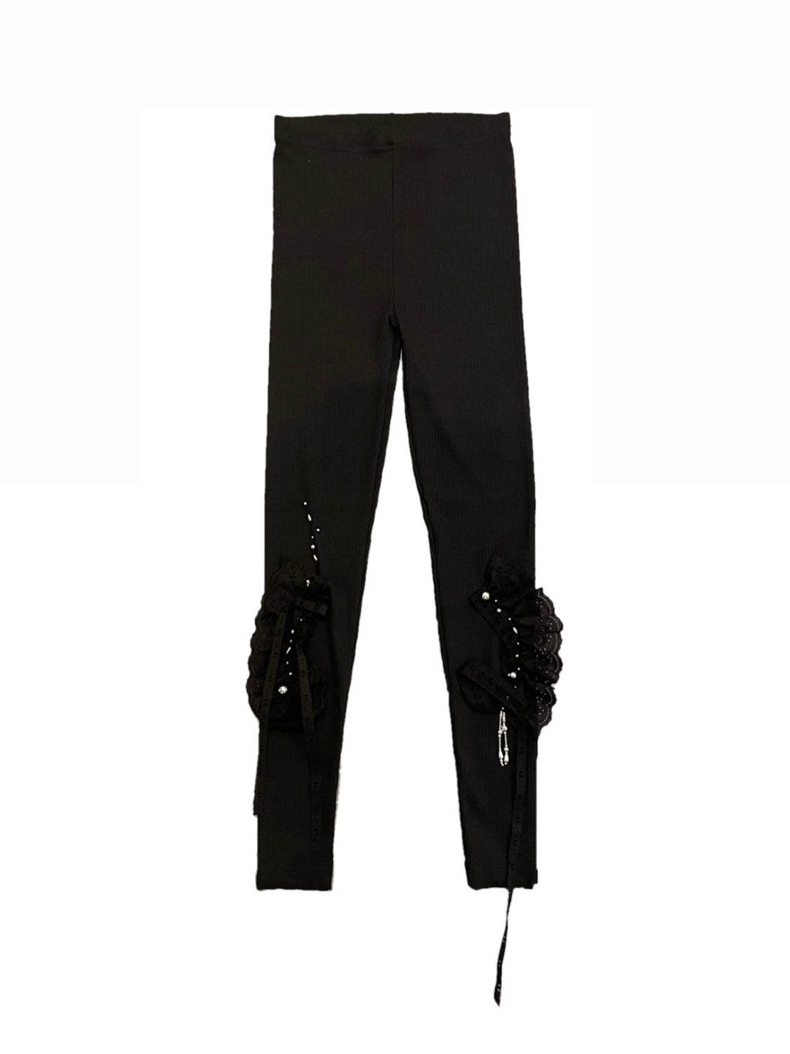 Lace bijou leggings - Black