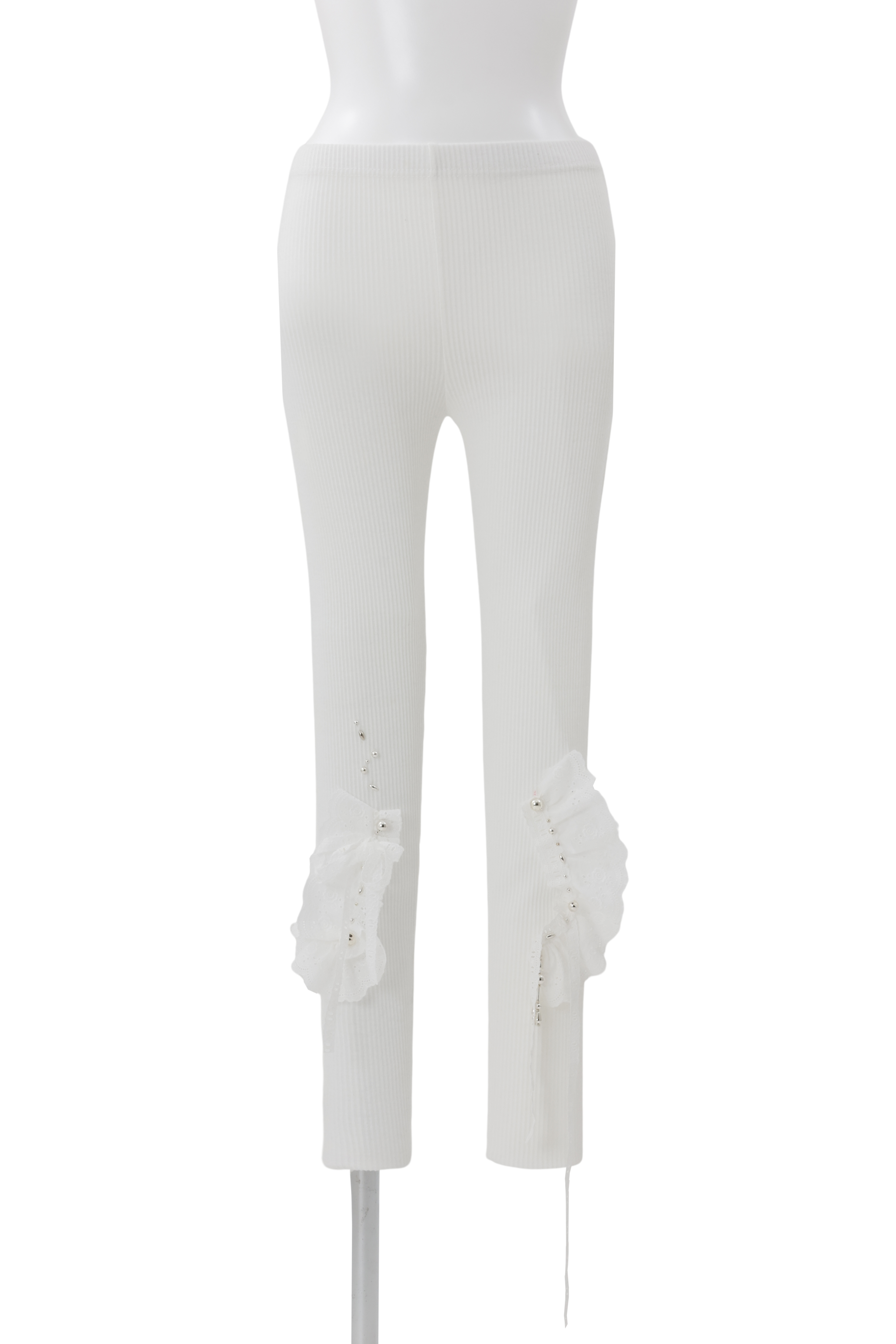 Lace bijou leggings - White