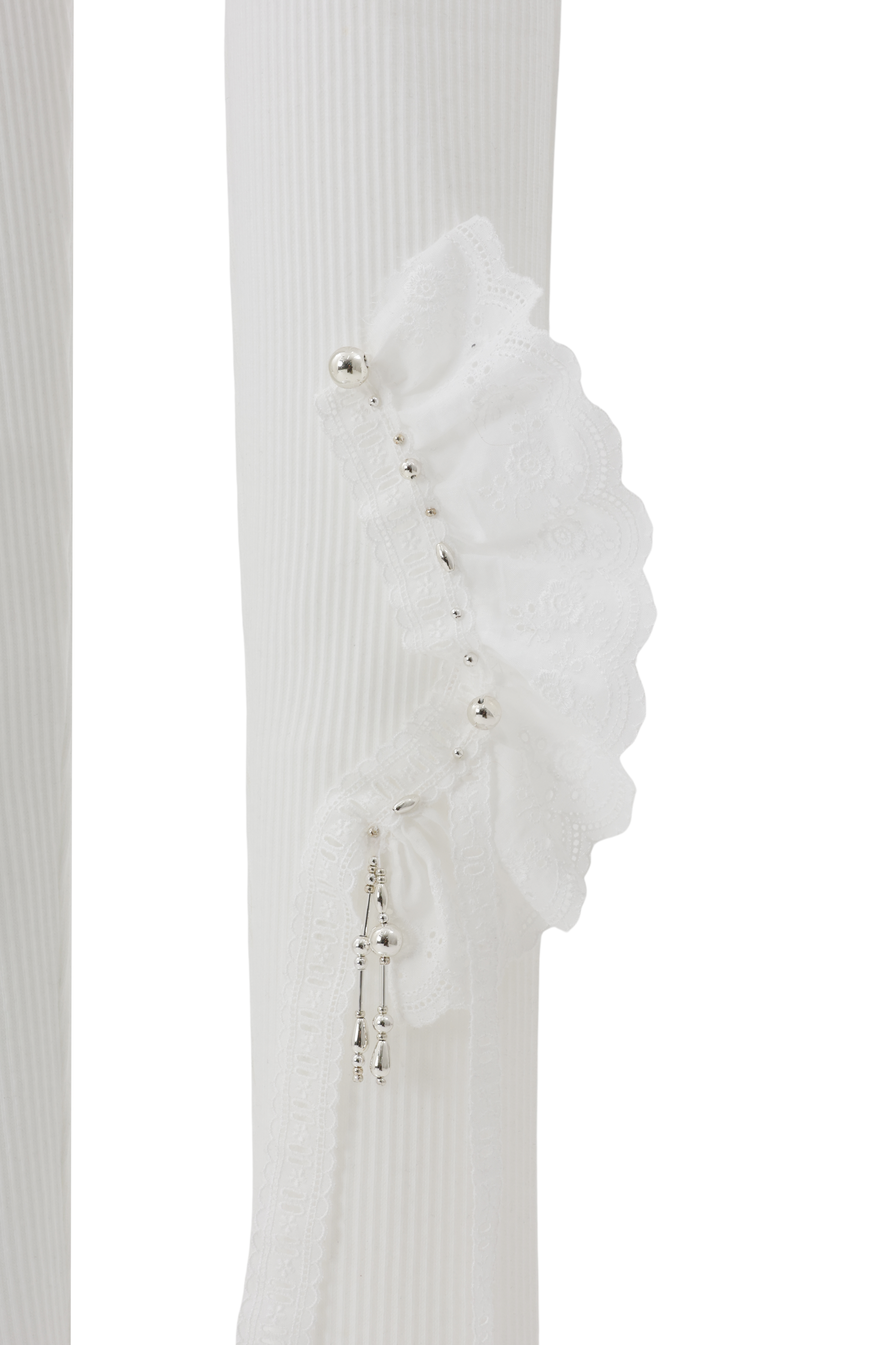 Lace bijou leggings - White
