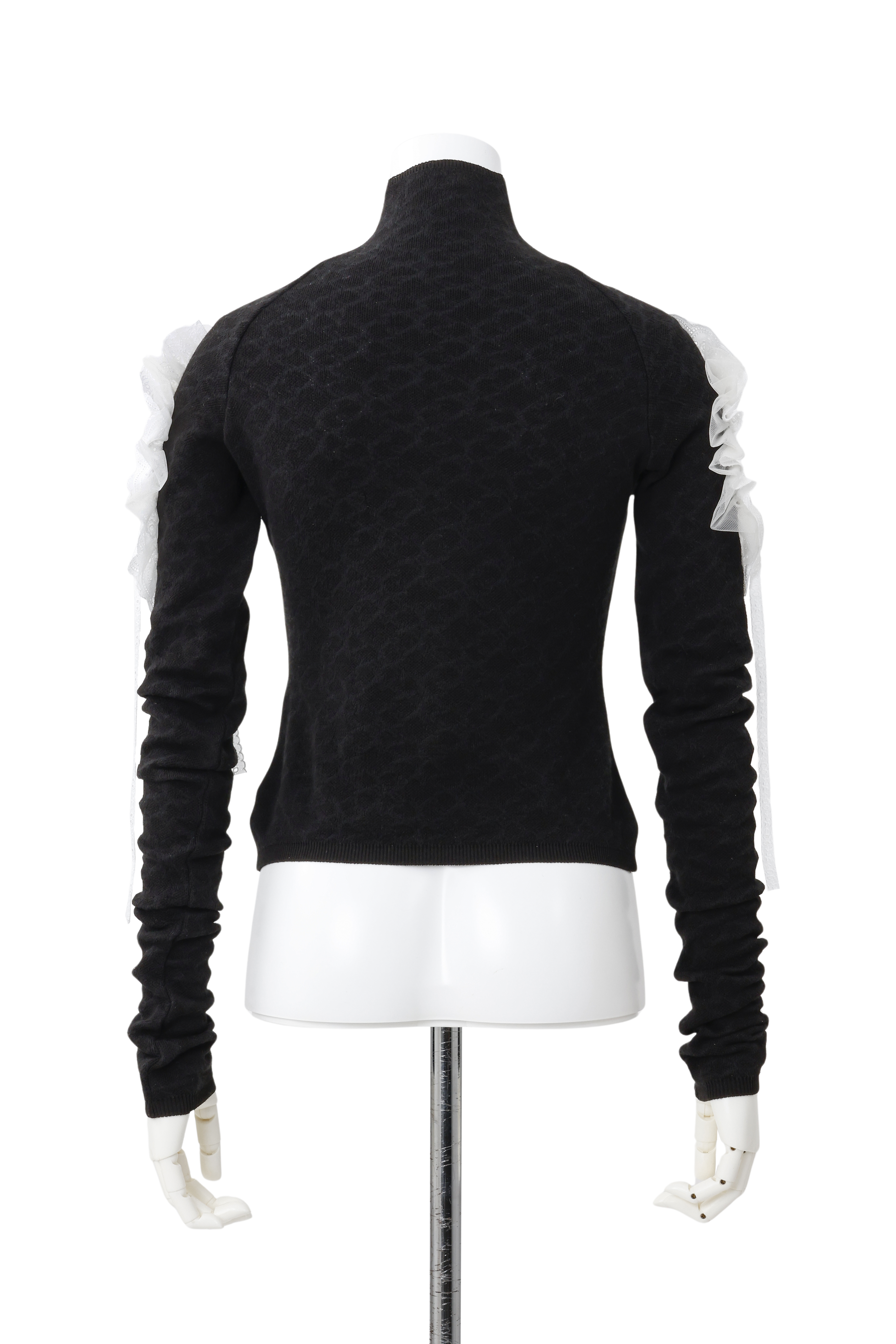 Lace bijou knit pullover - Black