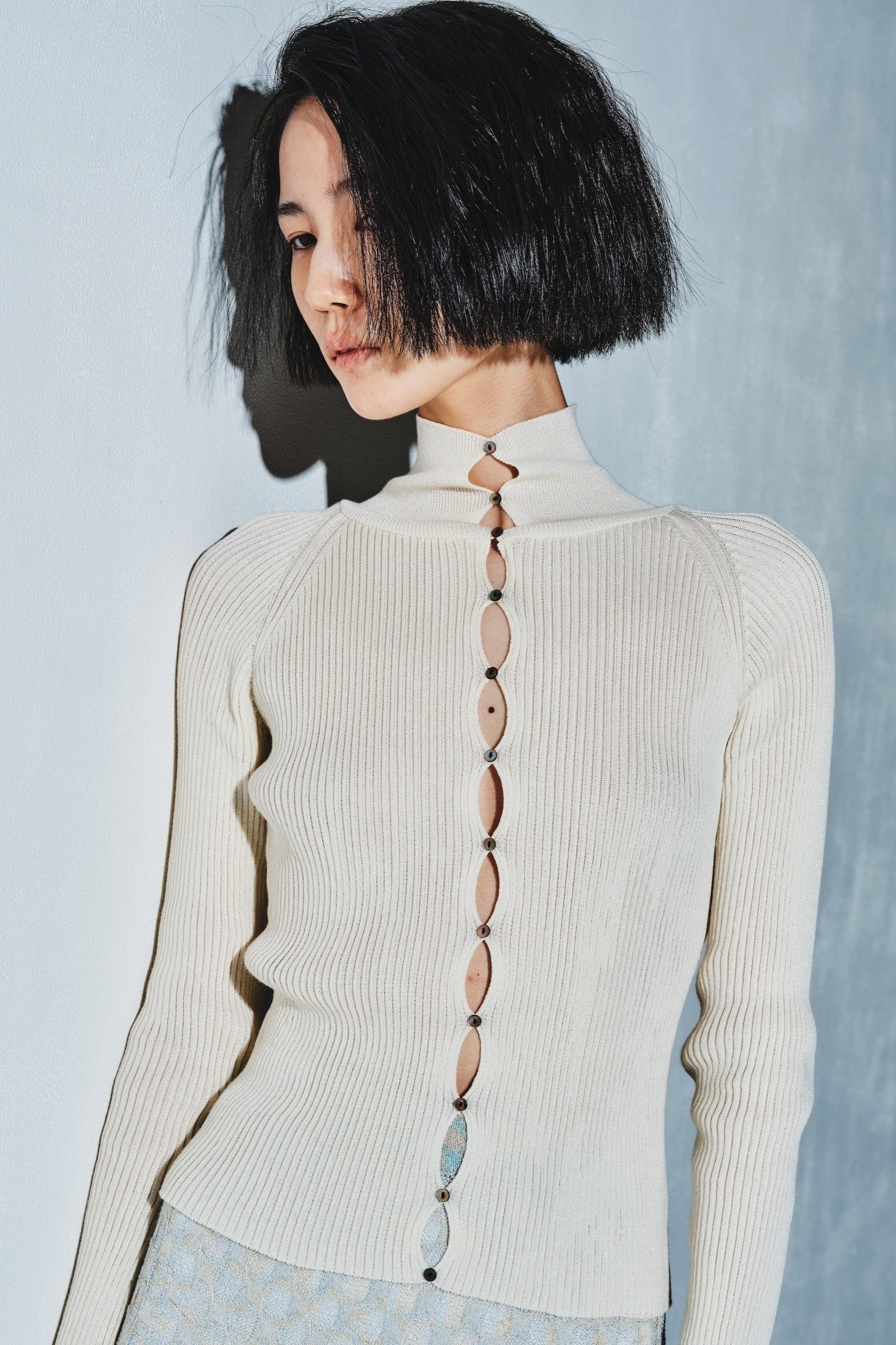 Bubble rib cardigan - Ivory