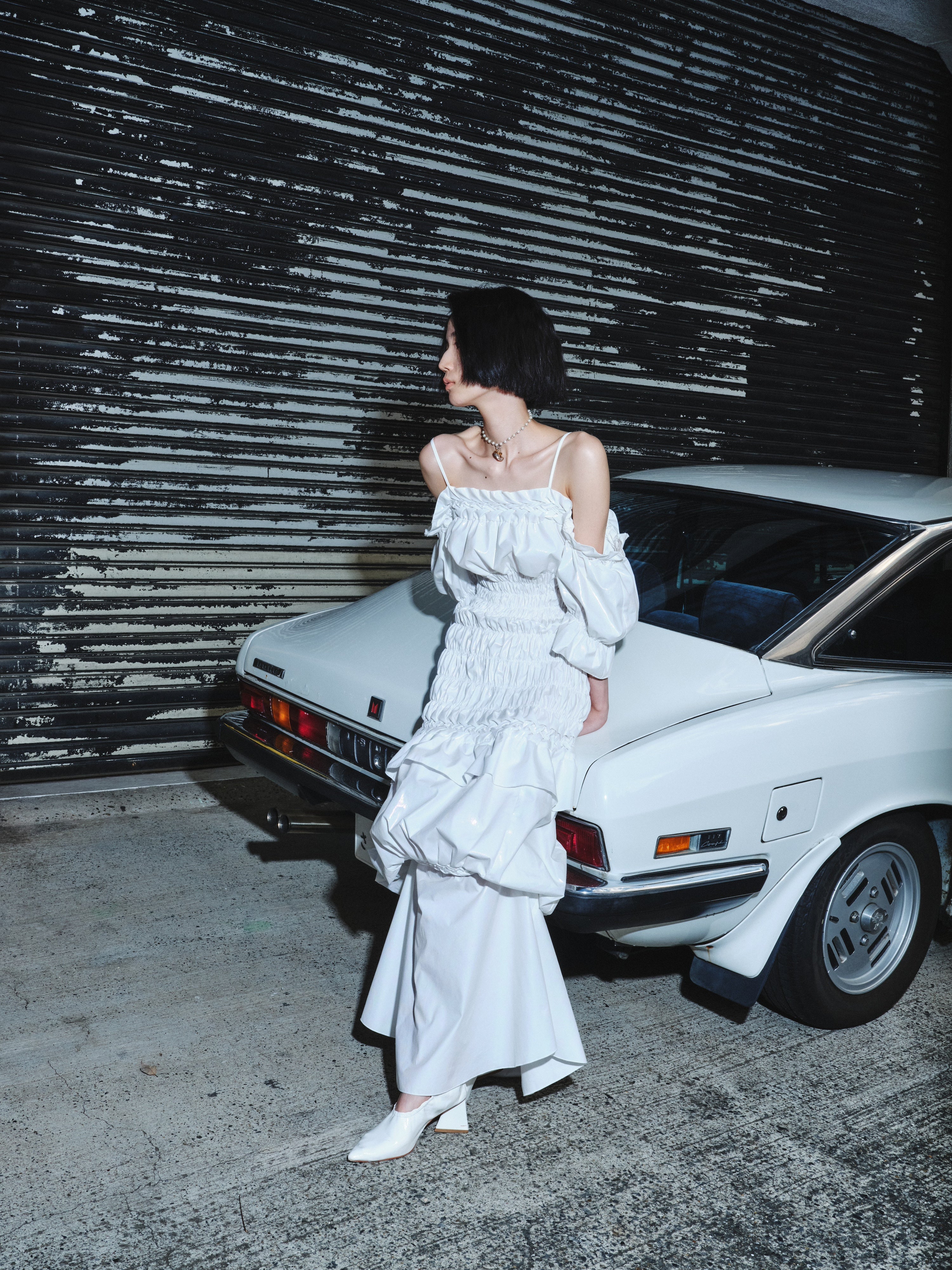 Drop shoulder balloon dress