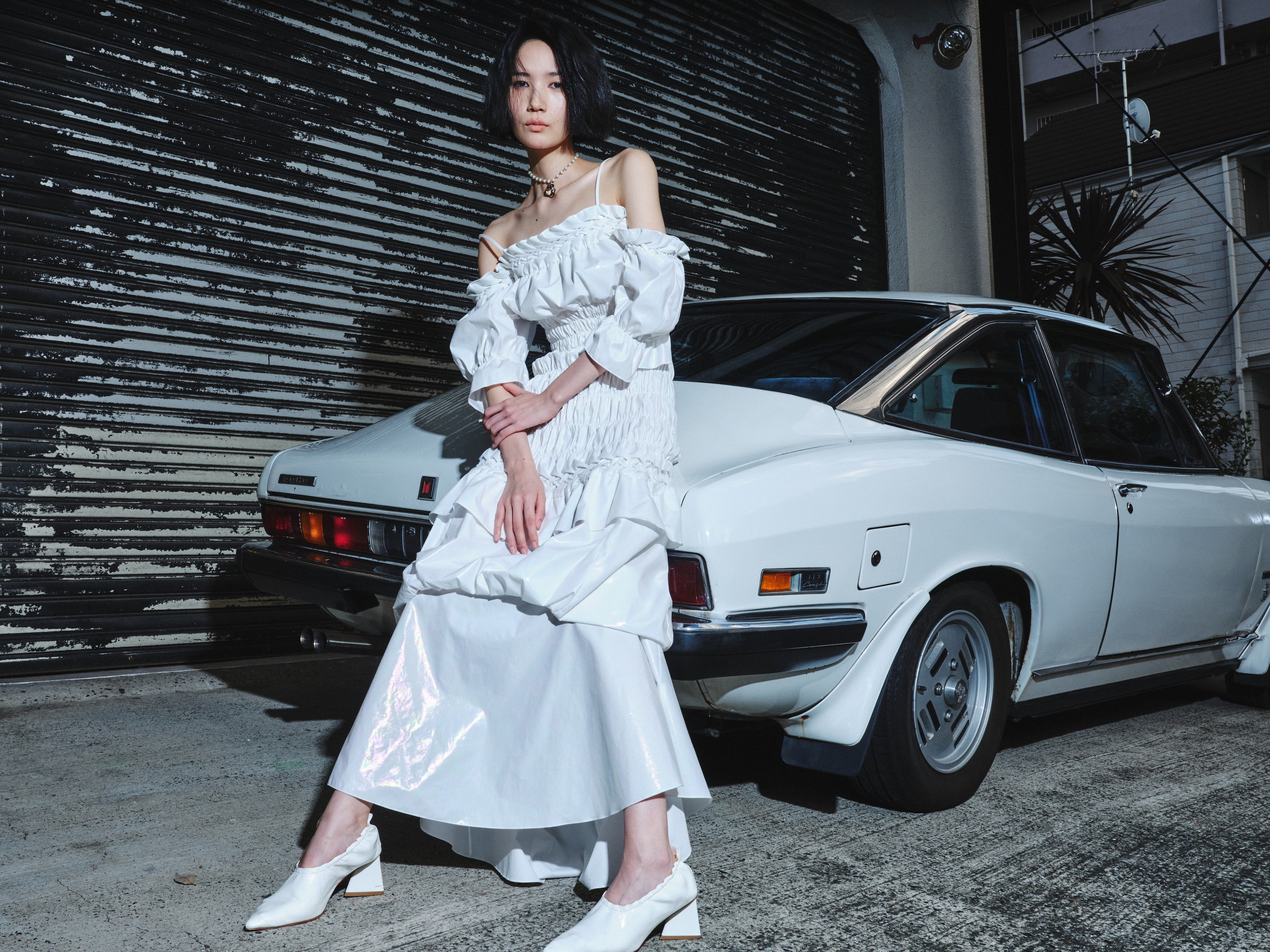 Drop shoulder balloon dress