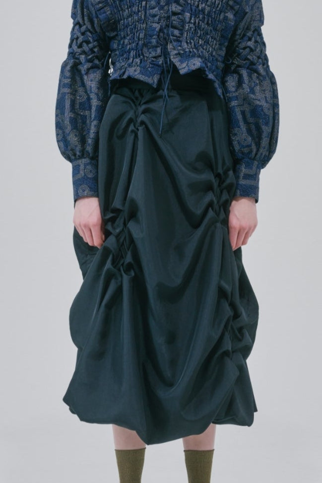 Shiny taffeta balloon skirt - Black