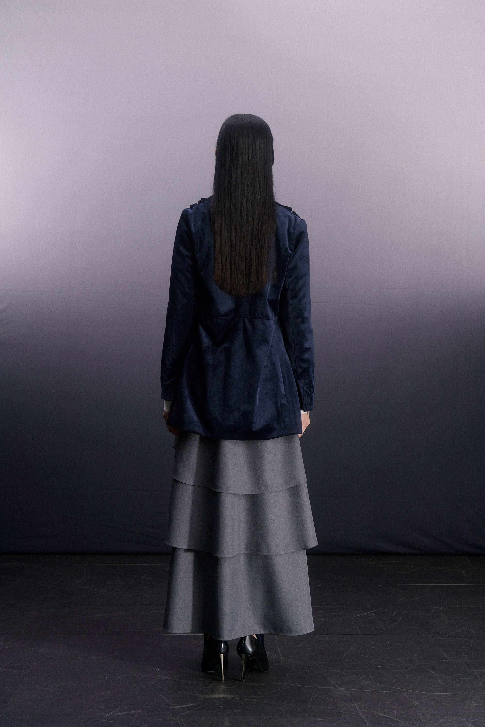 Shoulder smocking jacket - Navy