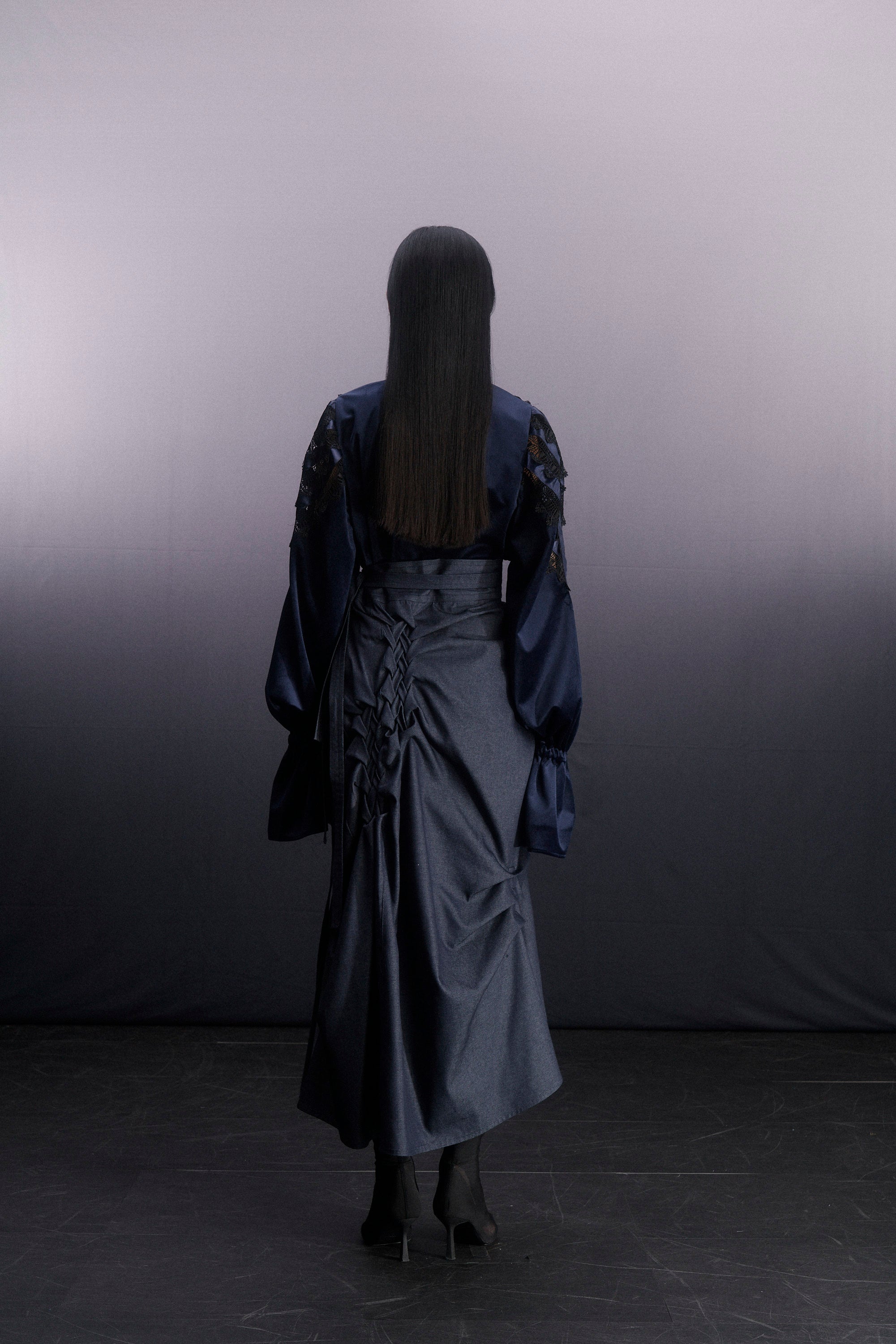 Hakama wrap skirt ‐ Black
