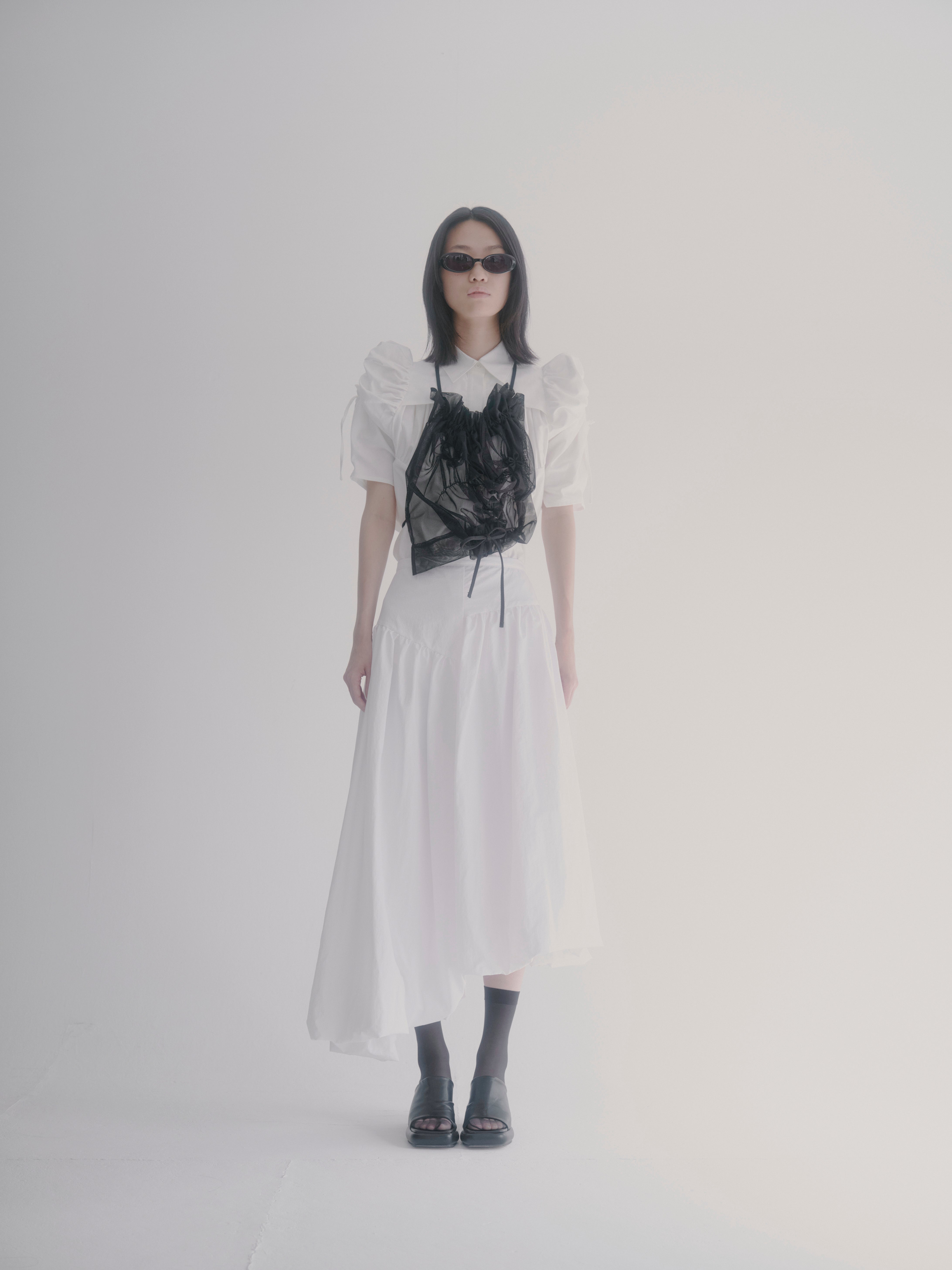Hole sleeve blouse - White