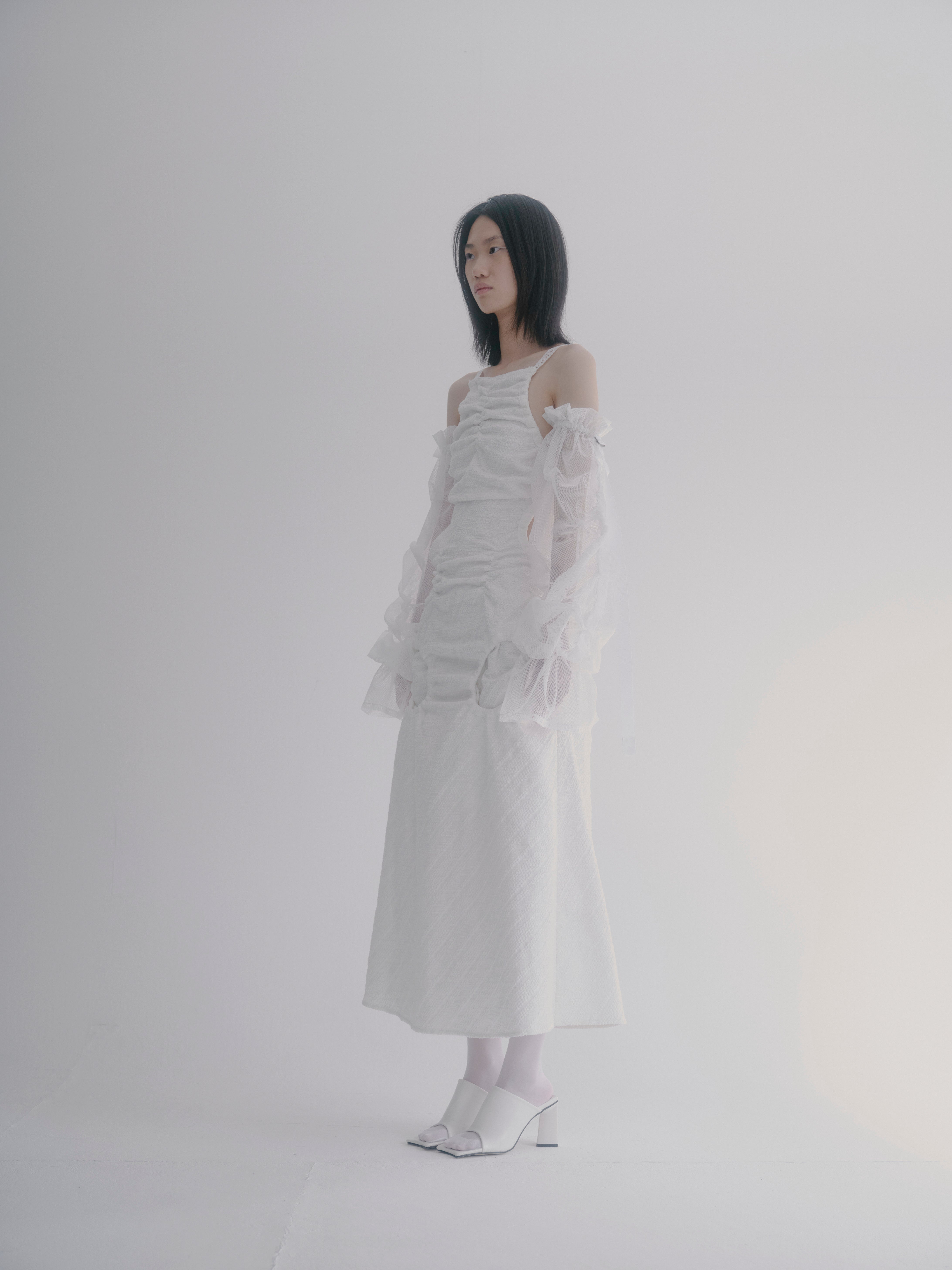Bouquet apron dress - White