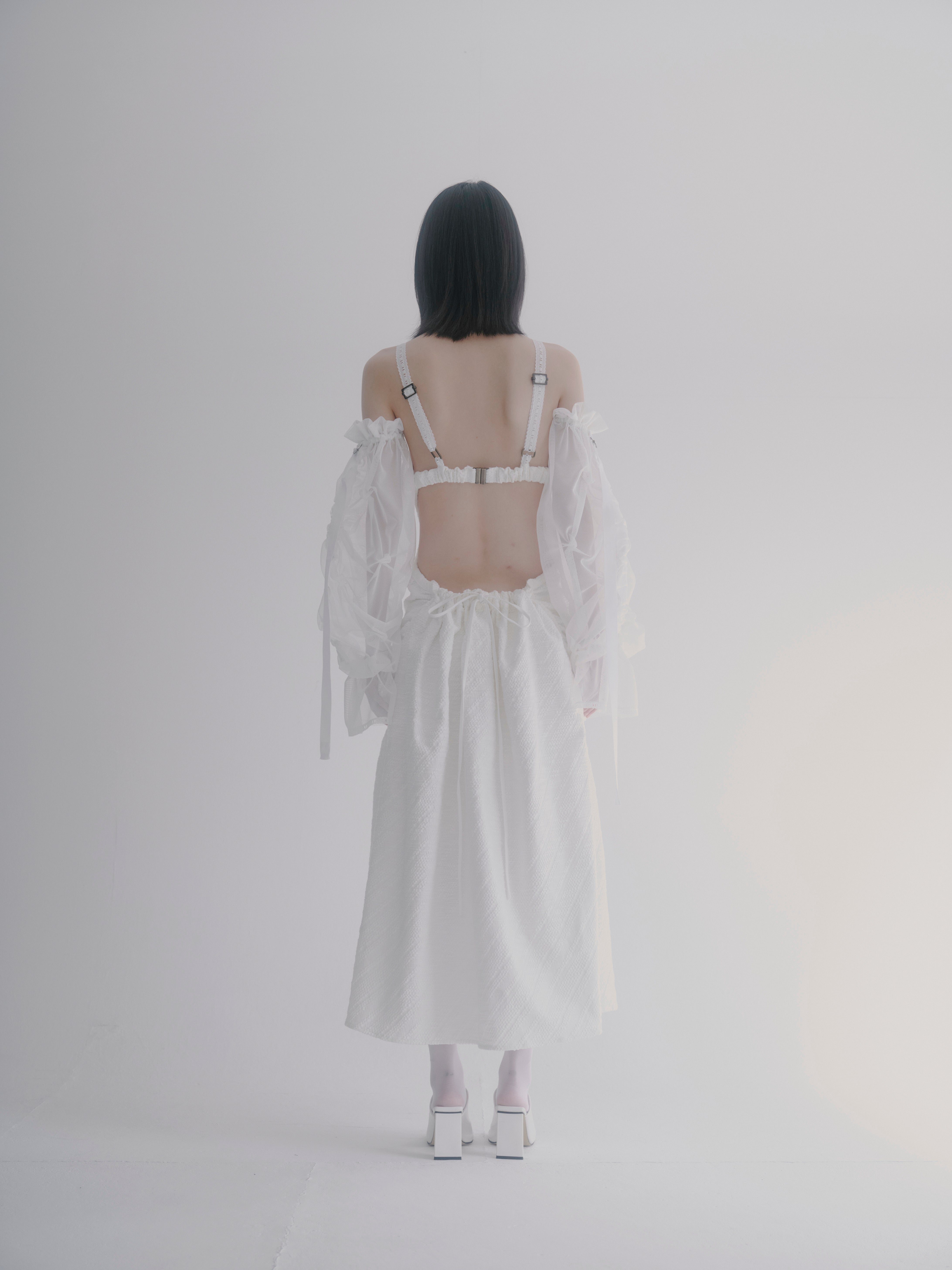 Bouquet apron dress - White