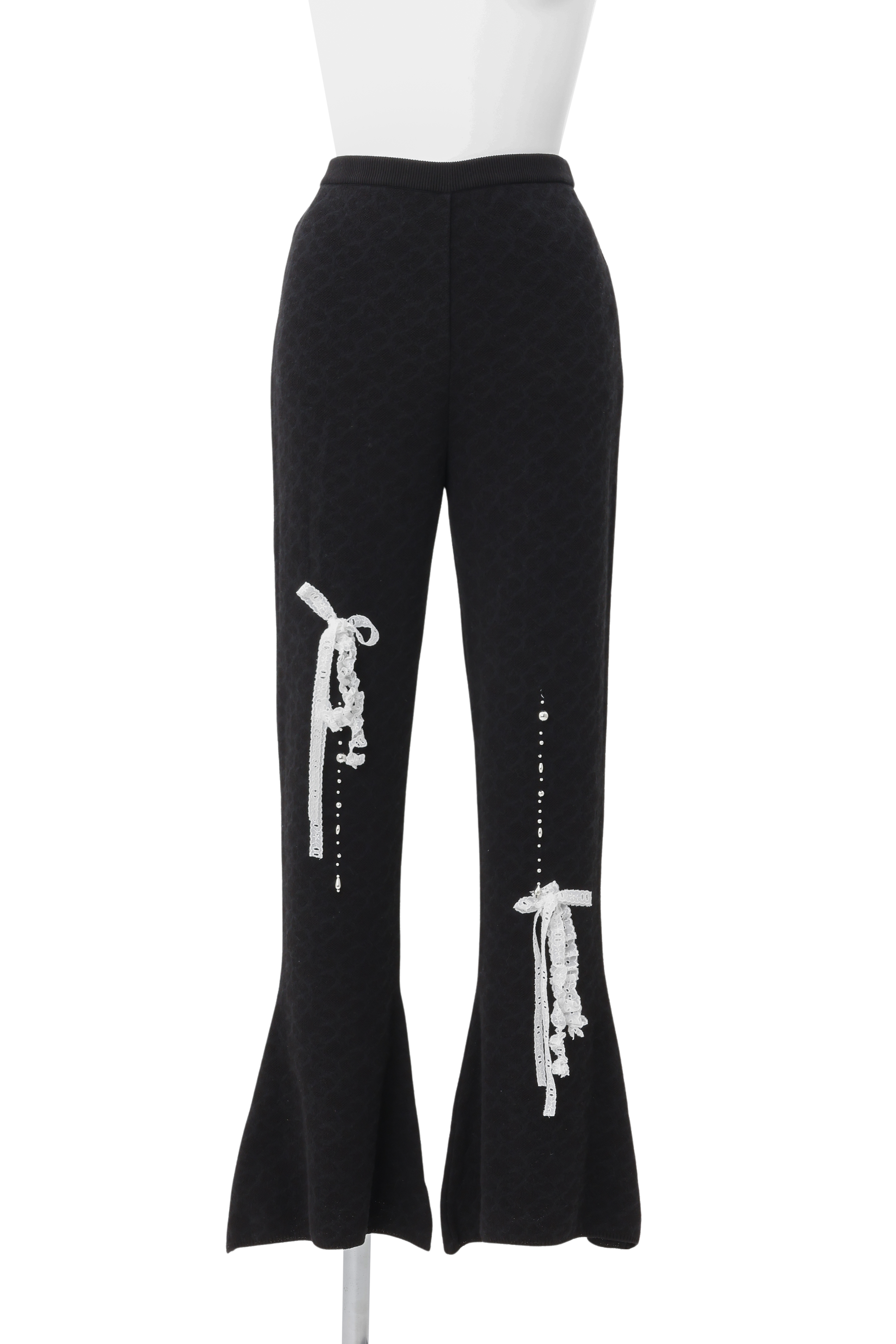Lace bijou knit pants - Black