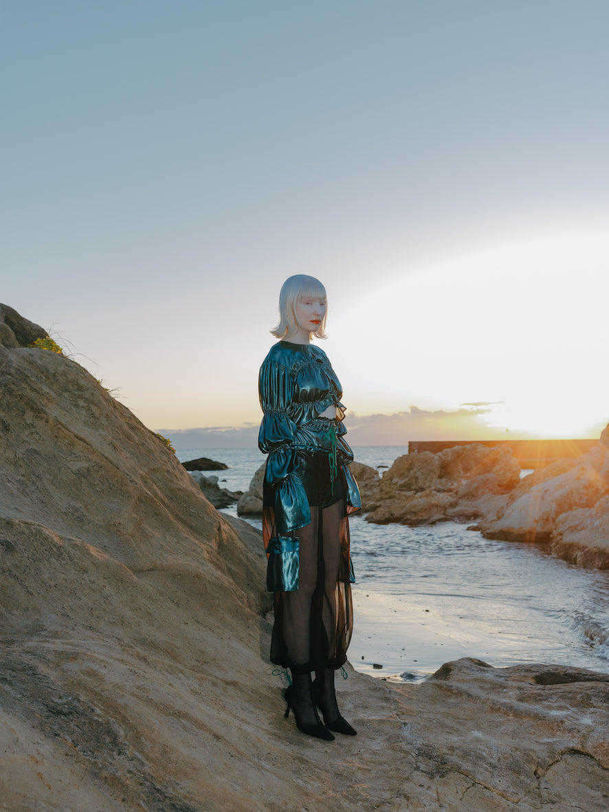 Foil blouse - Metallic Green